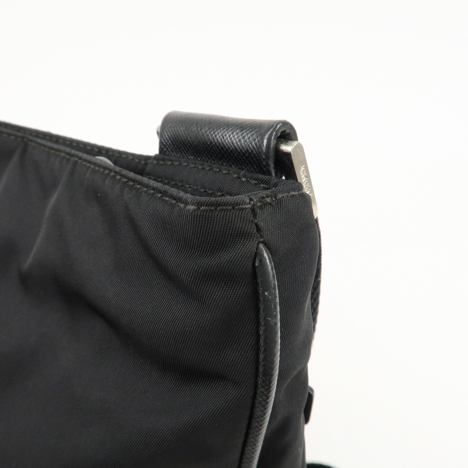 PRADA Logo Nylon Leather Shoulder Bag Crossbody Bag Black Used