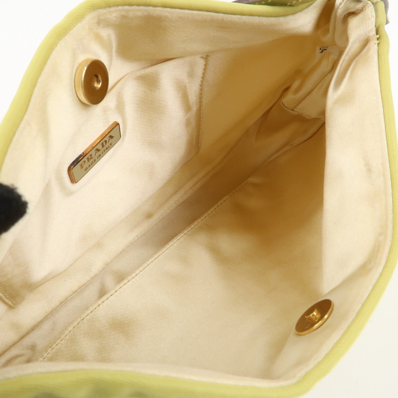PRADA Nylon Leather Chain Shoulder Bag Yellow BR0105 Used