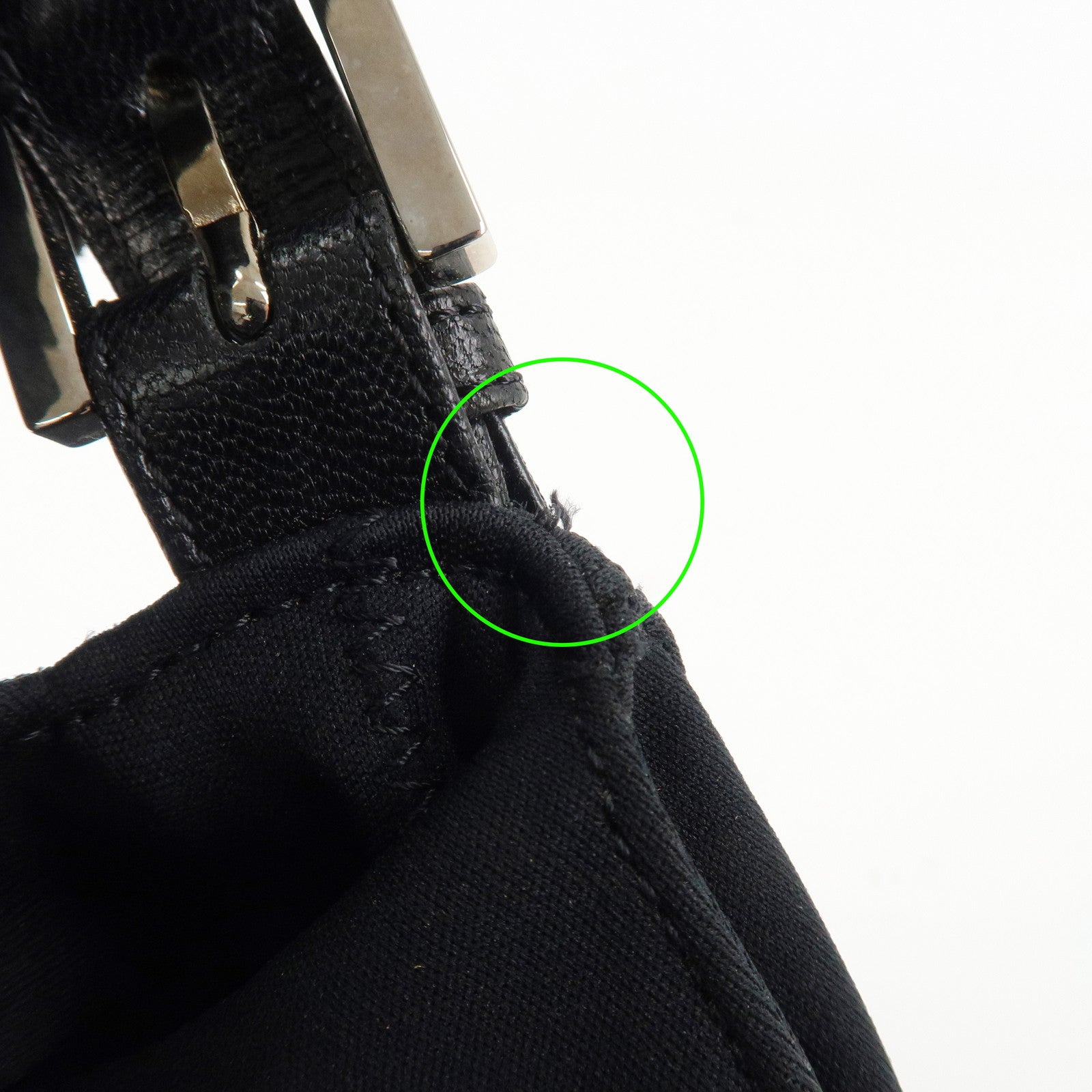 FENDI Mamma Baguette Nylon Jersey Leather Shoulder Bag Black Used