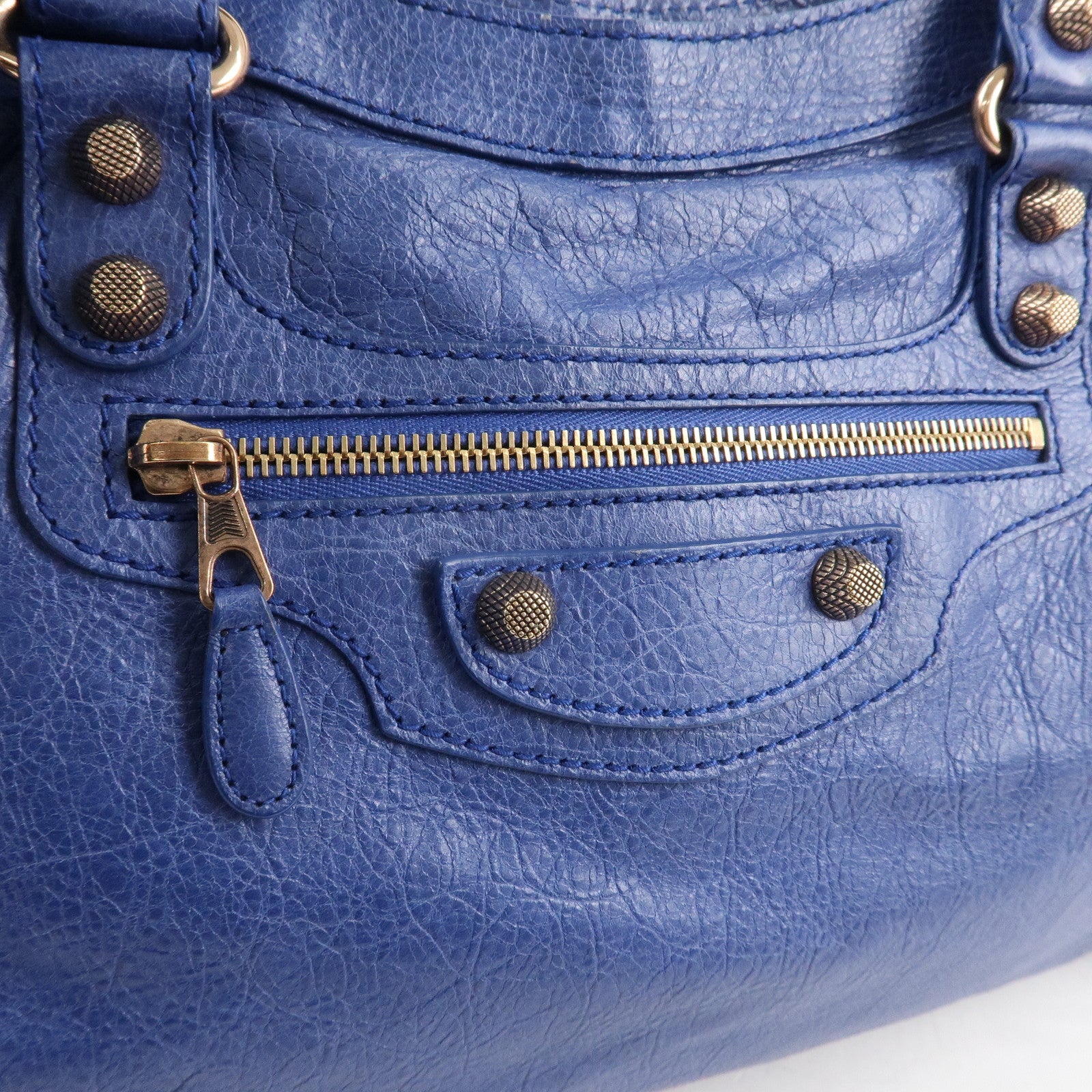 BALENCIAGA The Giant City Leather 2Way Hand Bag Blue 281770 Used