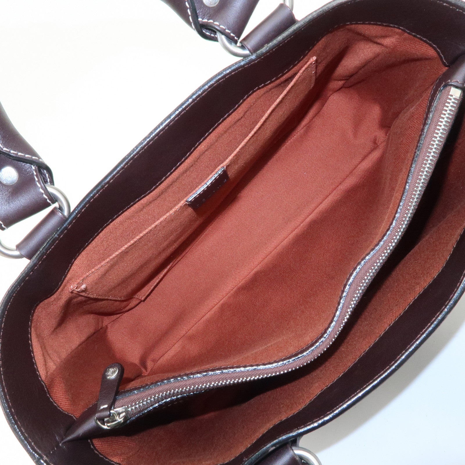 CELINE Leather Boogie Bag Hand Bag Brown Silver HDW CE00/23 Used