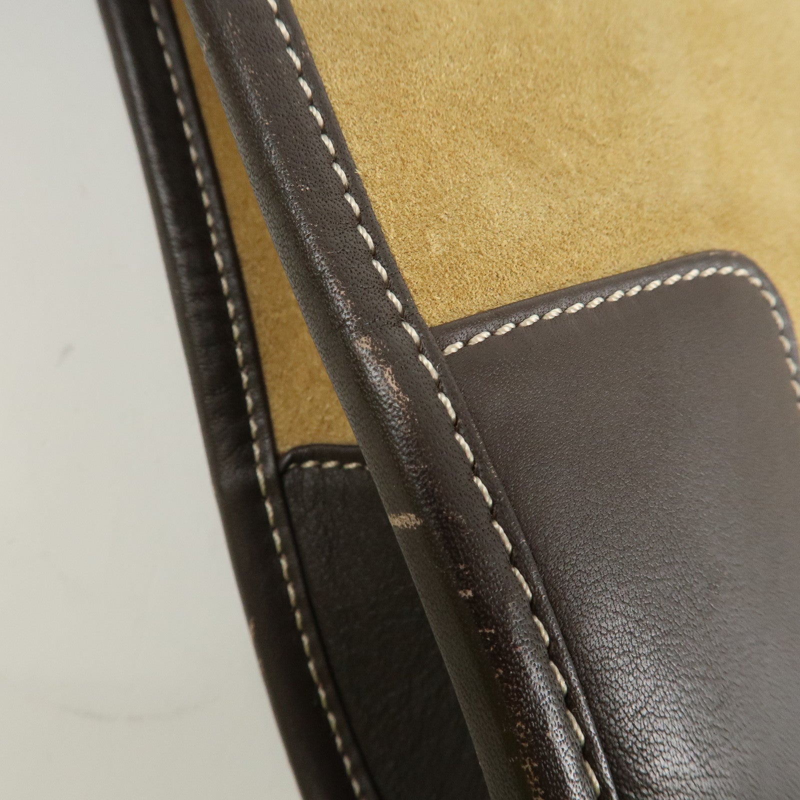 LOEWE Anagram Suede Leather Back Pack Ruck Sack Beige Dark Brown Used