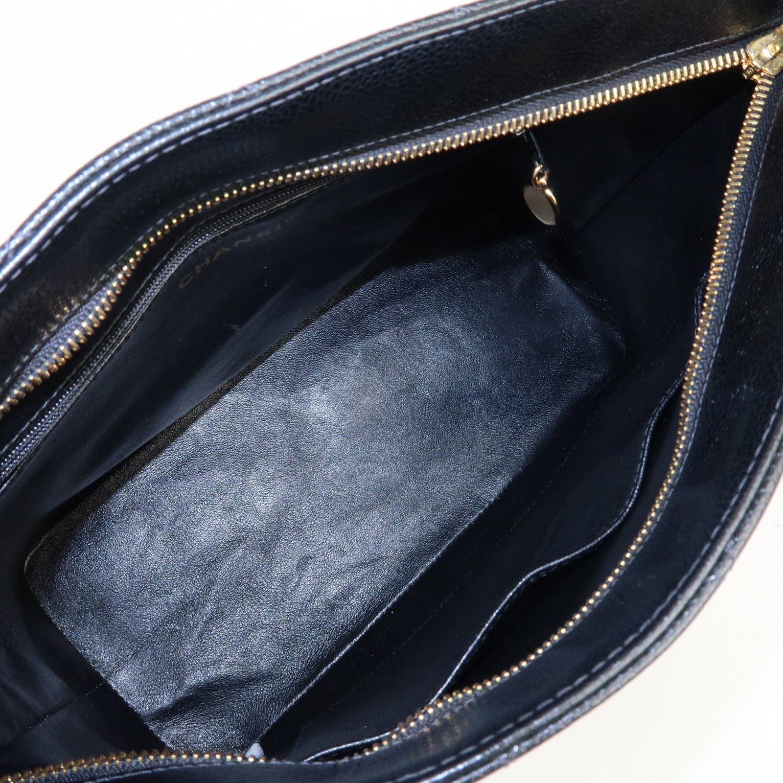 CHANEL Caviar Skin Matelasse Tote Bag Hand bag Black A01804 Used