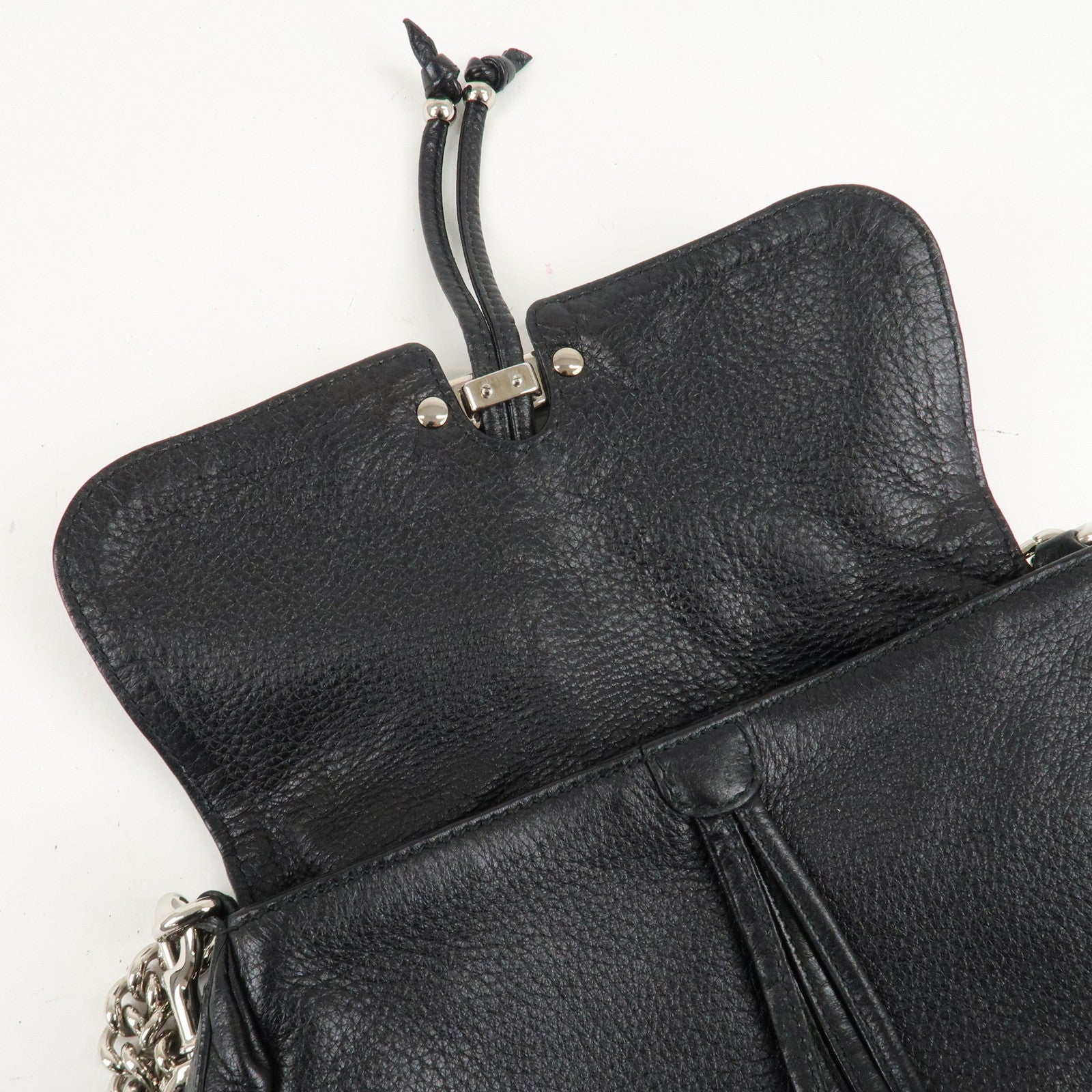 GUCCI Bamboo Leather Chain Shoulder Bag Black 235320 Used