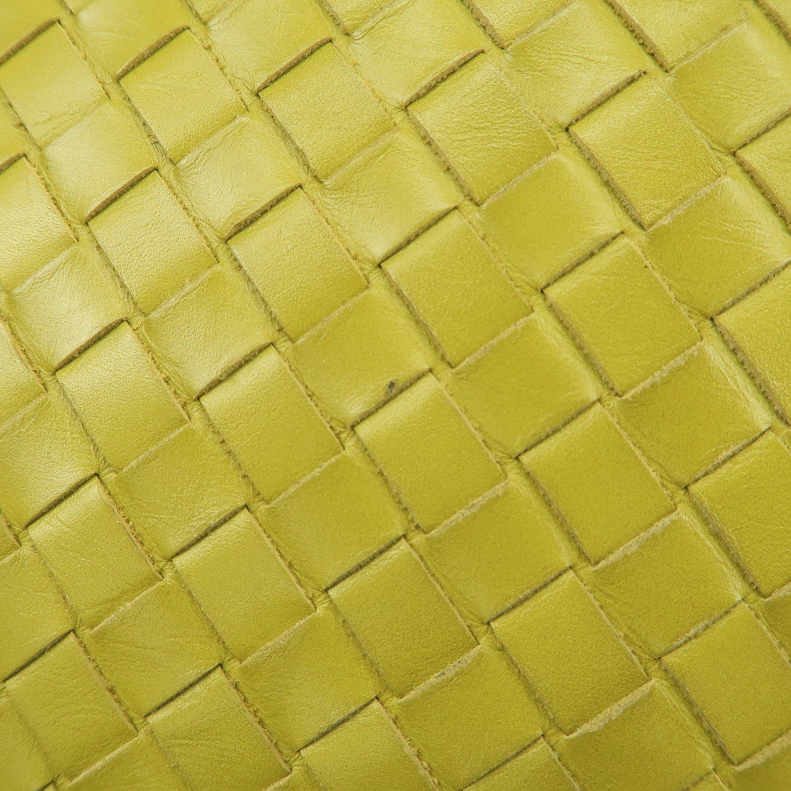 BOTTEGA VENETA Intrecciato Leather Shoulder Bag Yellow Used