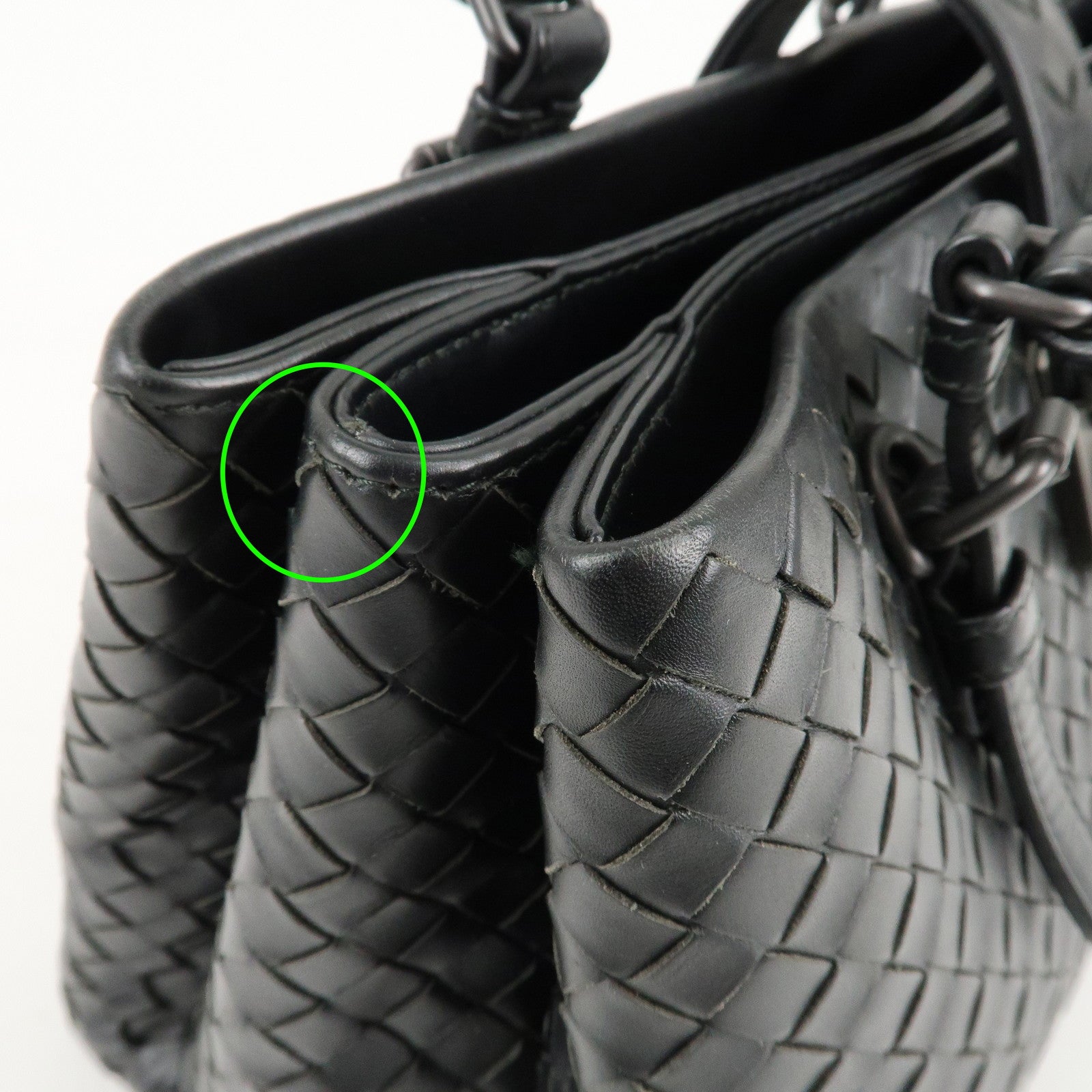 BOTTEGA VENETA Intrecciato Leather Tote Bag Hand Bag Black Used