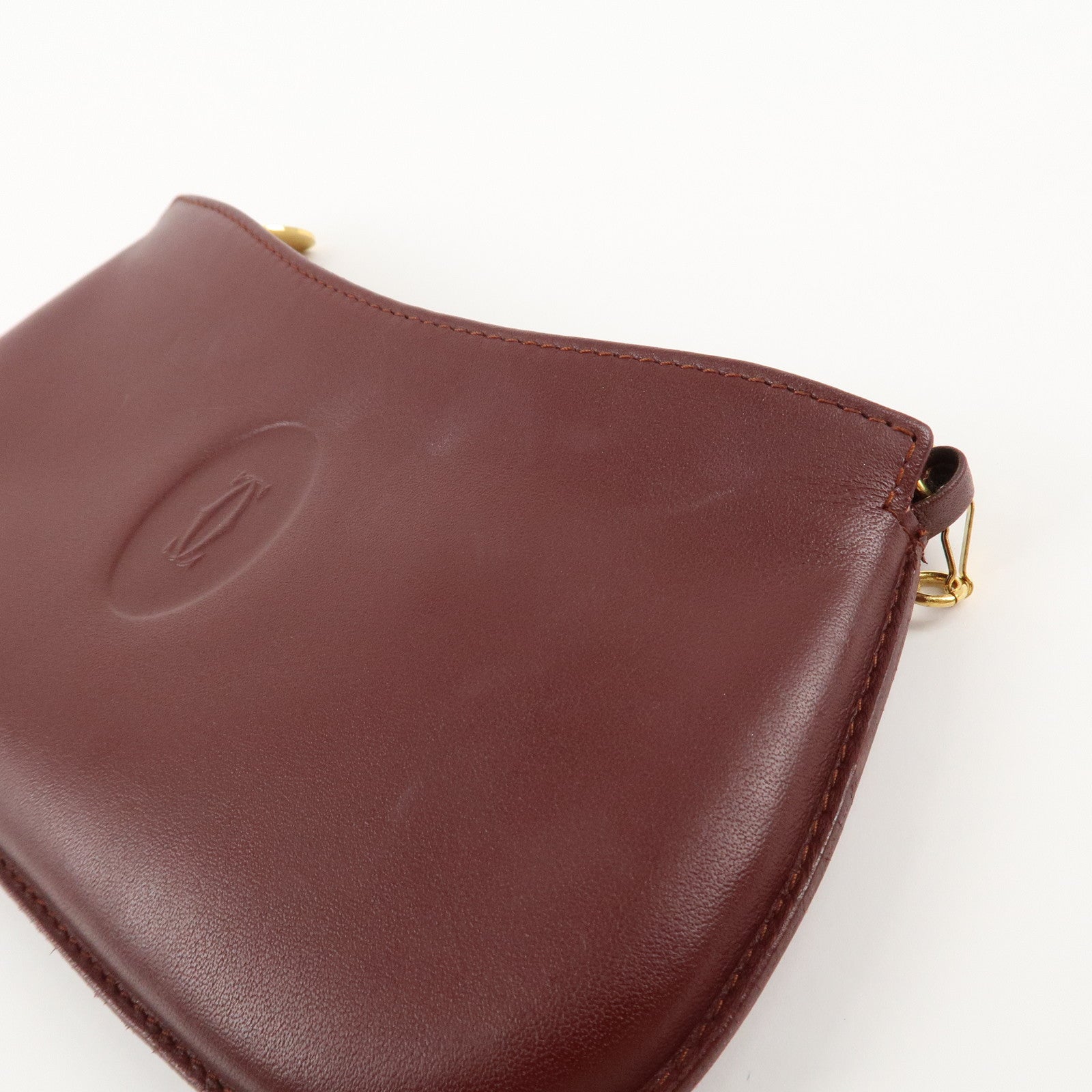 Cartier Must Line Must Do Leather Chain Strap Pouch Bordeaux Used