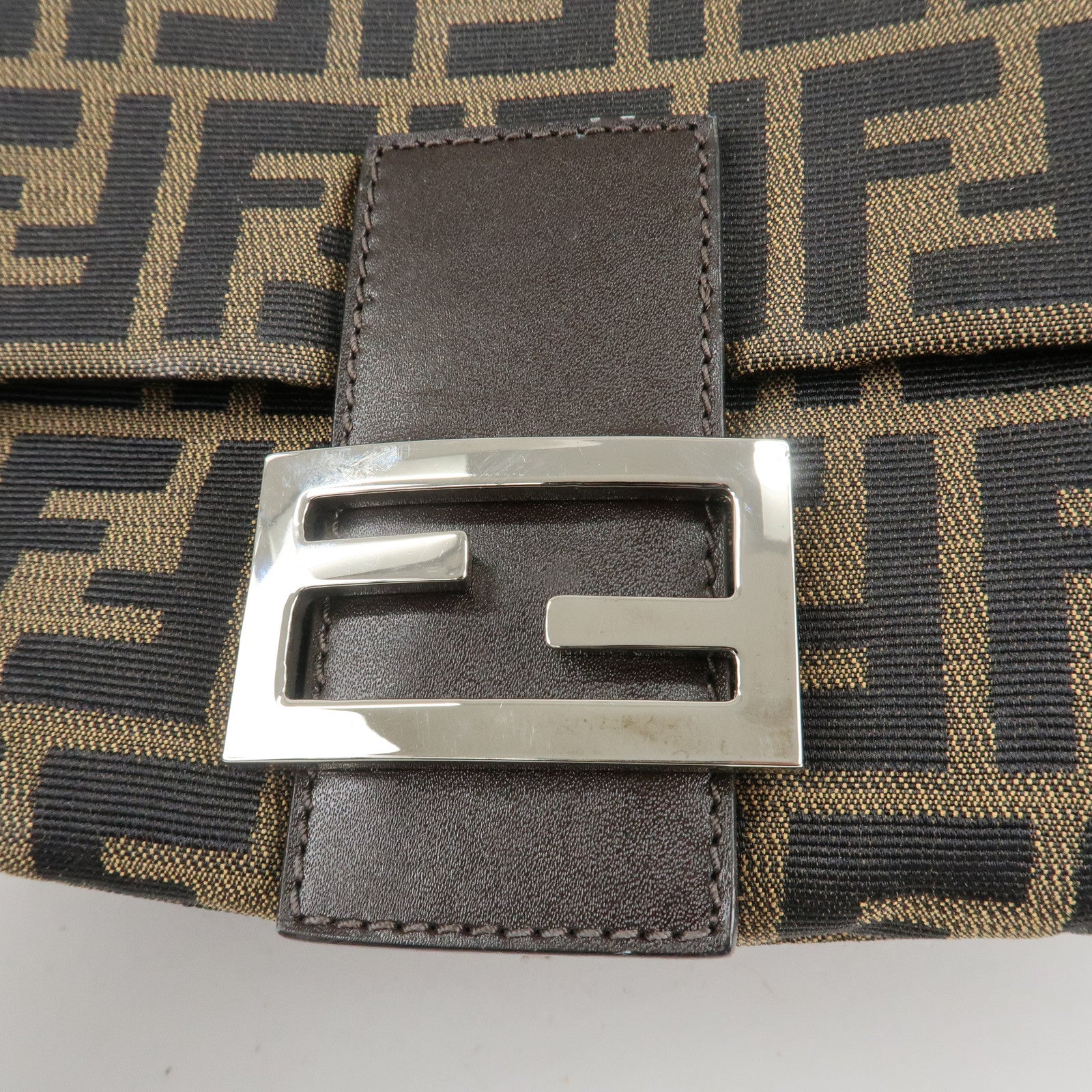 FENDI Mamma Baguette Zucca Canvas Leather Shoulder Bag 26325 Used