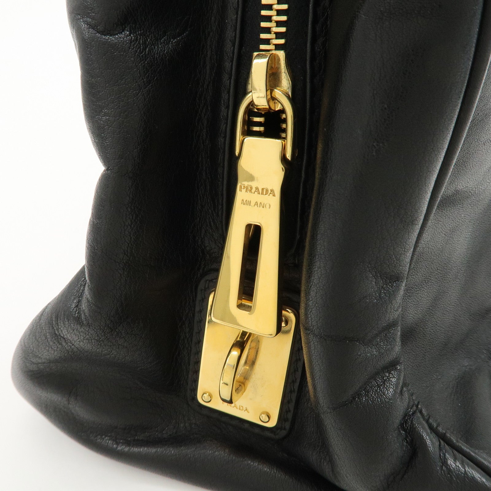 PRADA Leather Ribbon 2way Bag Hand Bag Black BN2244 Used