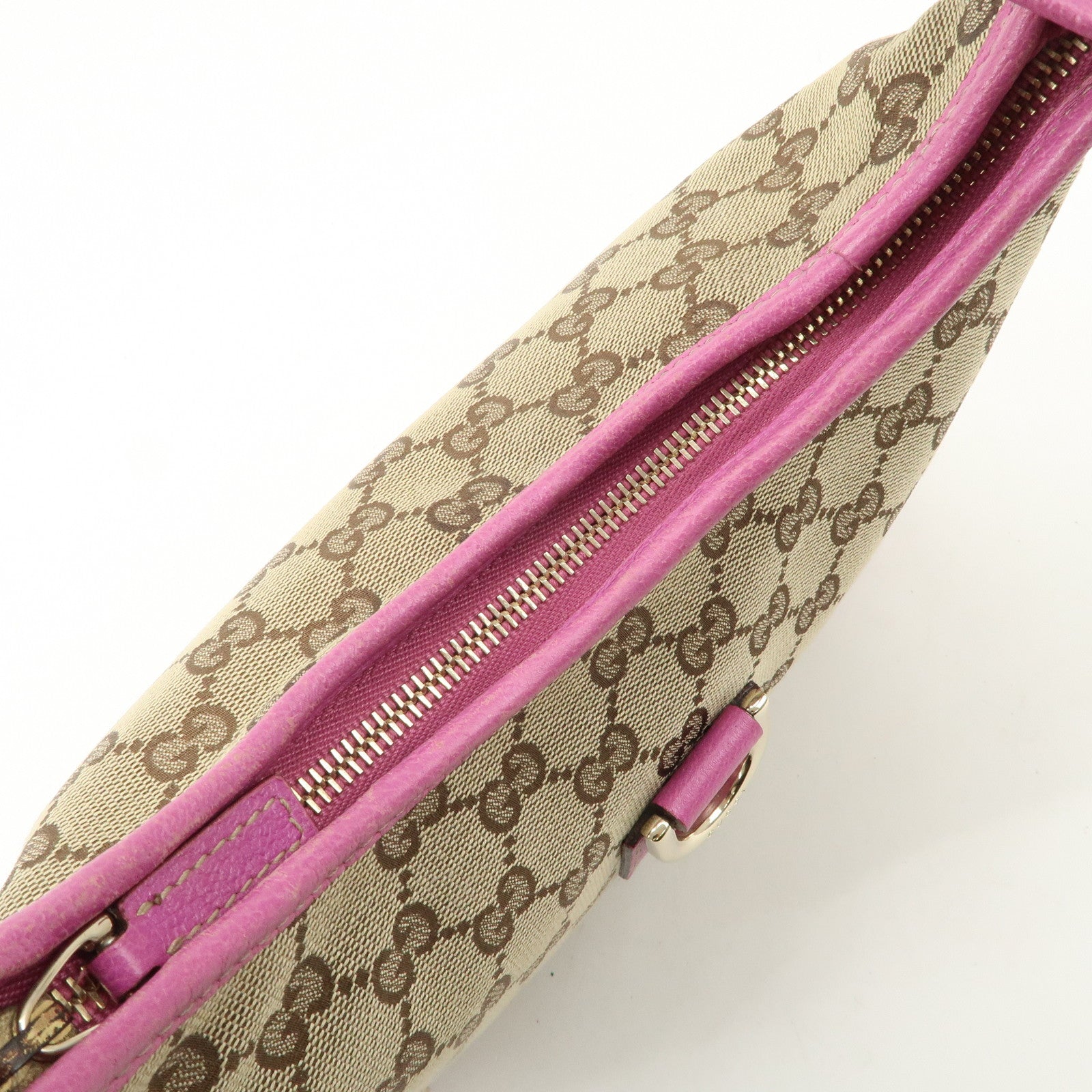 GUCCI Abbey GG Canvas Leather Shoulder Bag Beige Pink 130739 Used