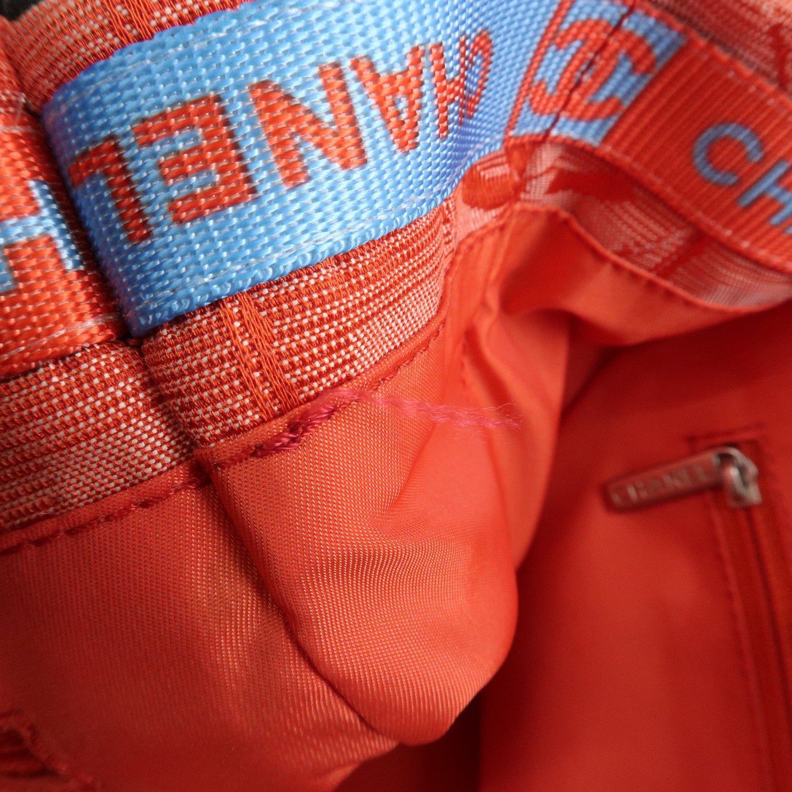 CHANEL New Travel Line Nylon Jacquard Leather Tote Bag Red A15991 Used