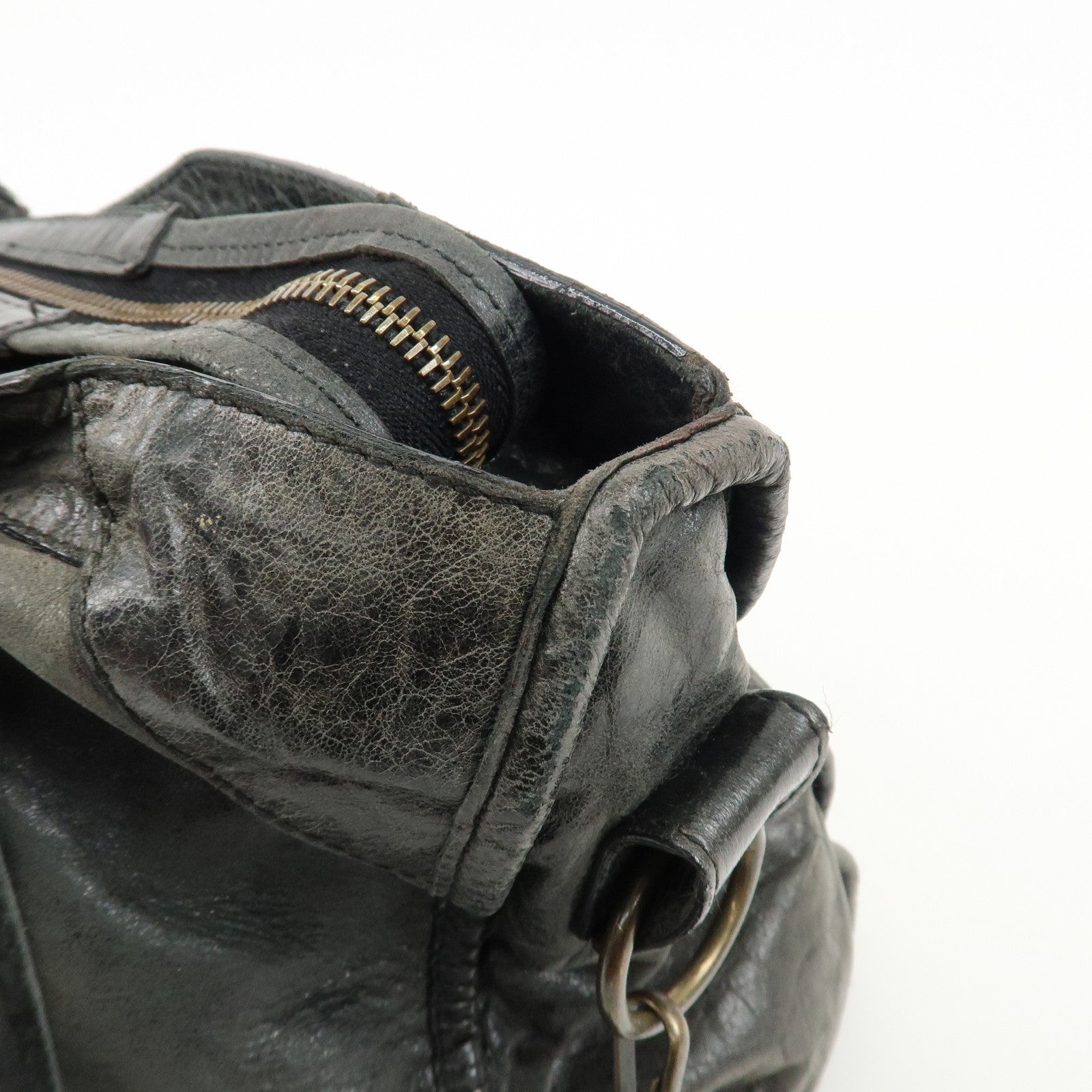 BALENCIAGA The City Leather 2Way Bag Hand Bag Black 115748 Used