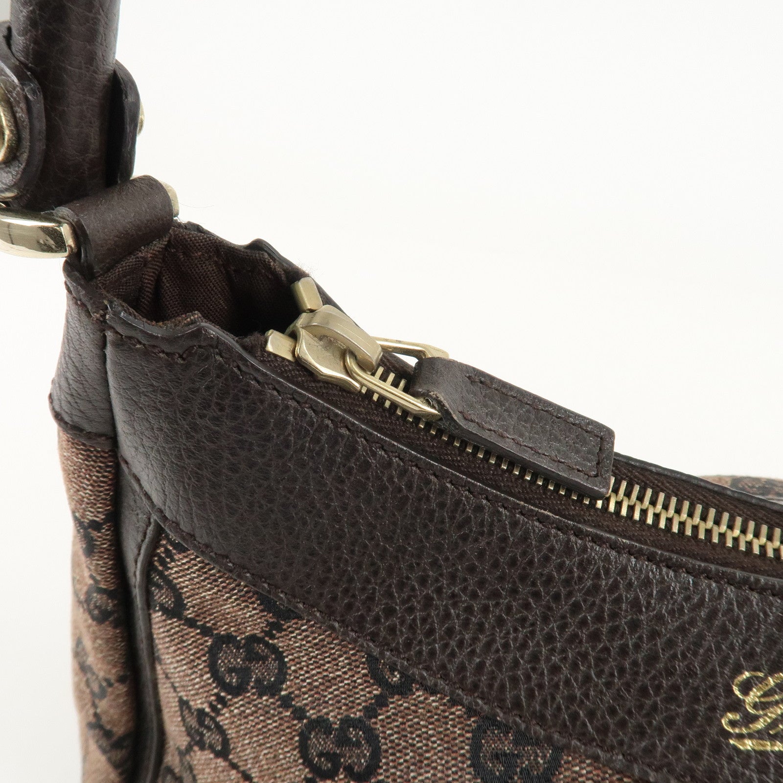GUCCI Abbey GG Canvas Leather Shoulder Bag Black 265692 Used