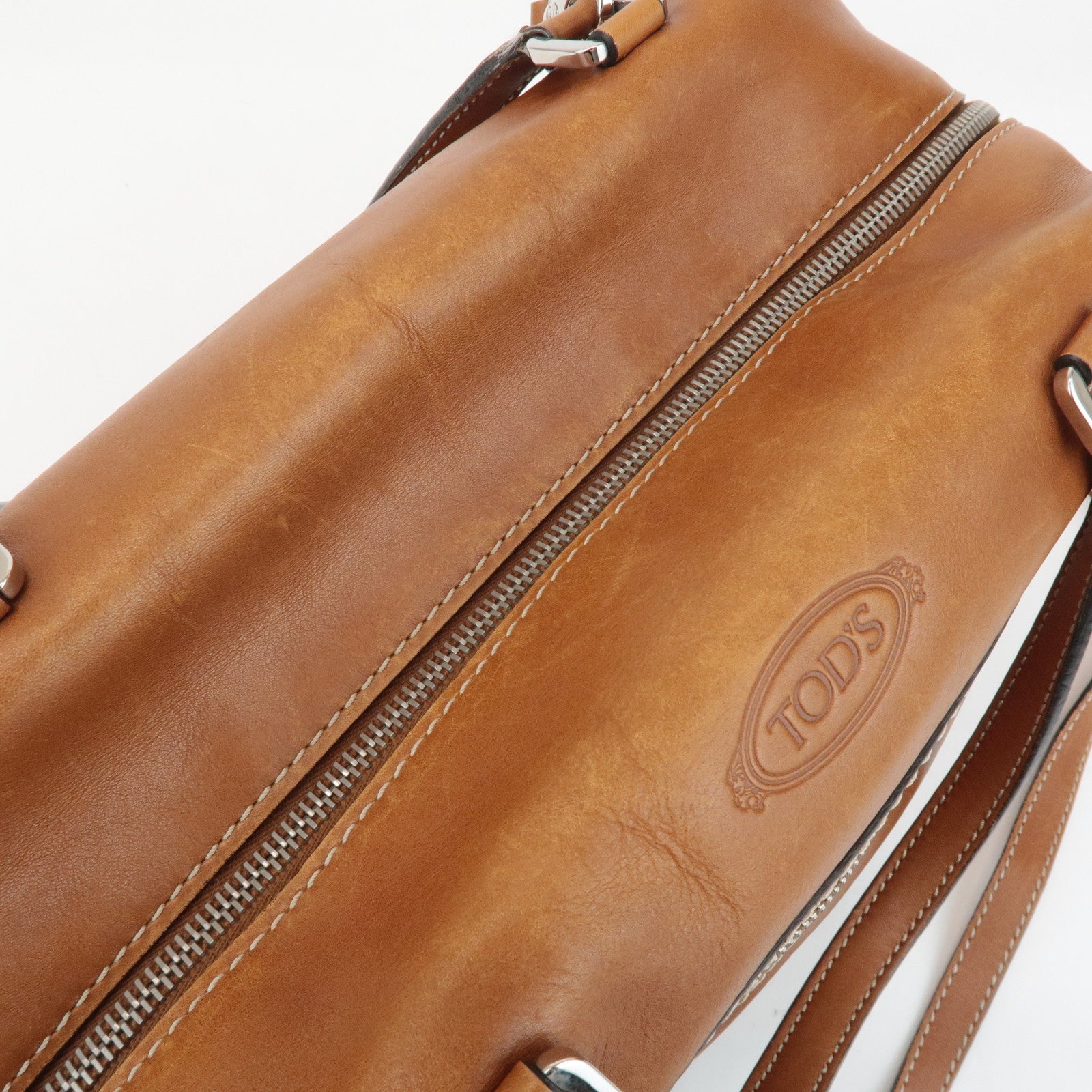 TOD'S Leather 2Way Bag Hand Bag Brown Used