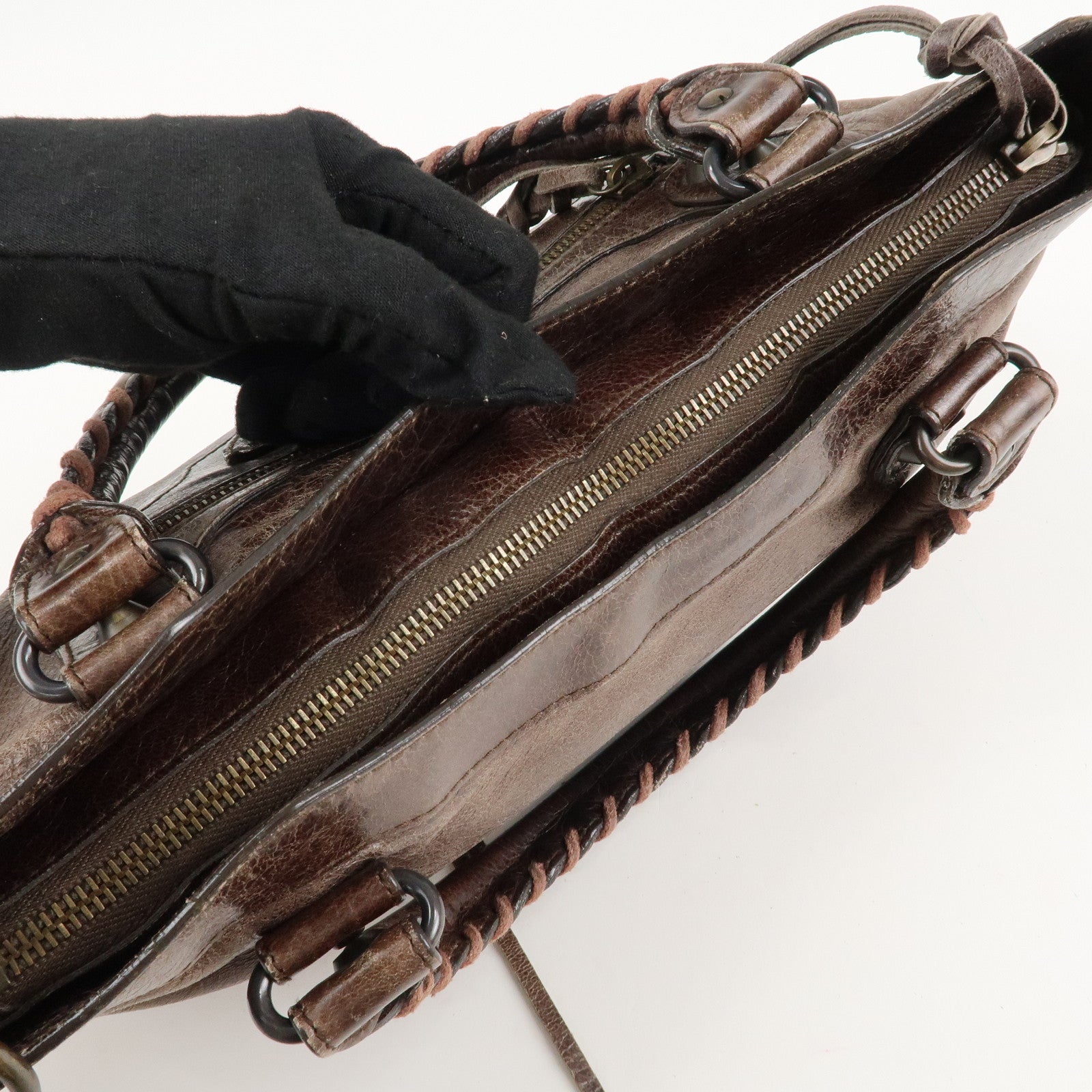 BALENCIAGA The First Leather 2Way Bag Hand Bag Brown 103208 Used