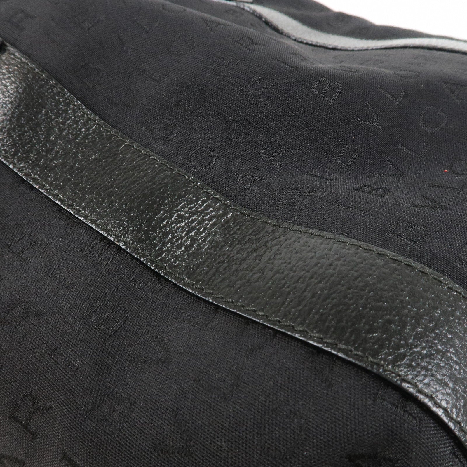 BVLGARI Lettere Logo Mania Nylon Leather Tote Bag Black Used