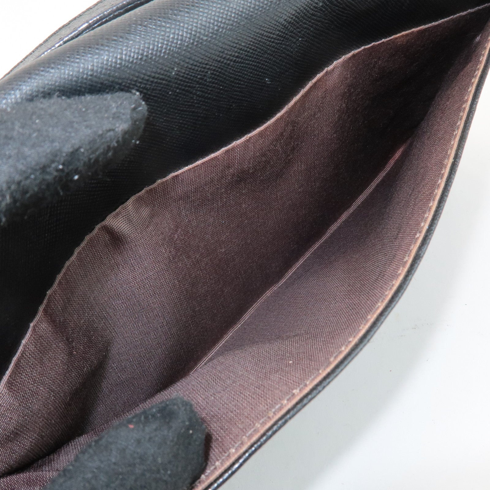 BURBERRY Leather Shoulder Bag Hand Bag Black Silver Hardware Used