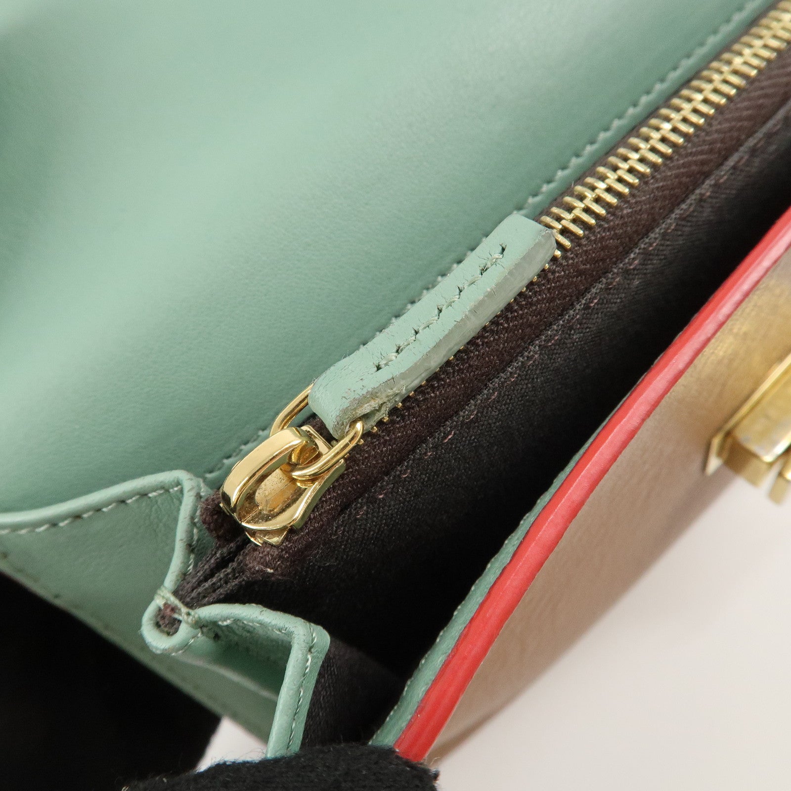 FENDI Leather Peekaboo Continental Wallet Brown 8M0308 Used