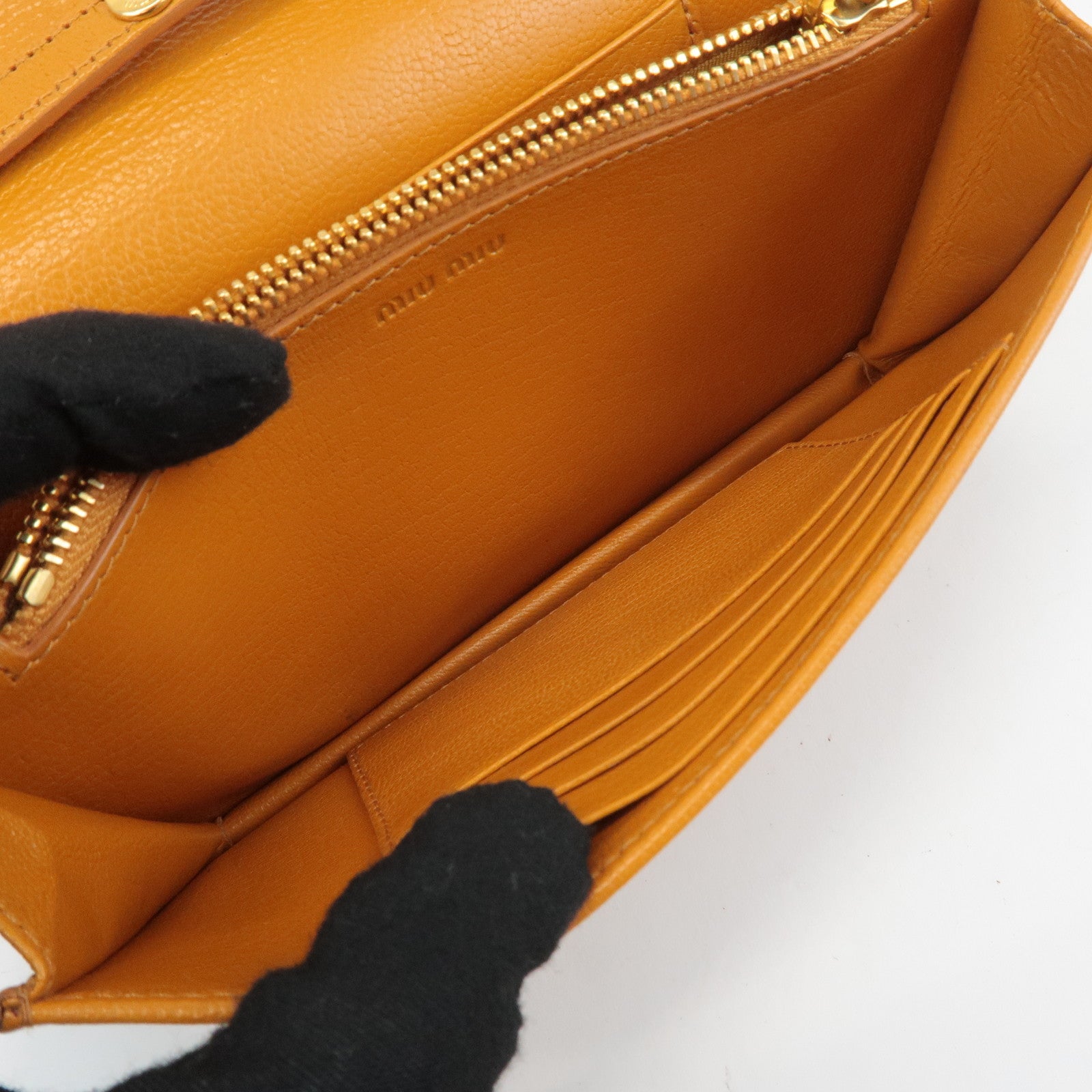 MIU MIU Leather Studs Chain Wallet Shoulder Bag Brown 5BP006 Used