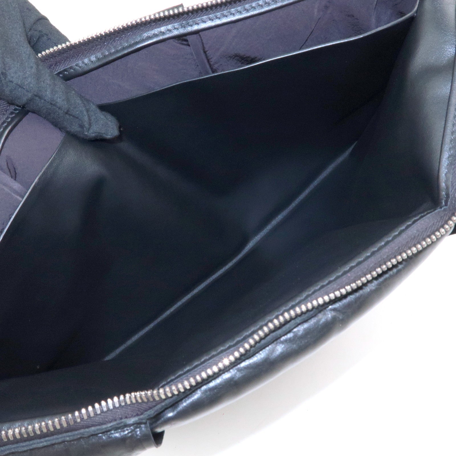 BOTTEGA VENETA Maxi Intrecciato Leather Clutch Bag Black Used