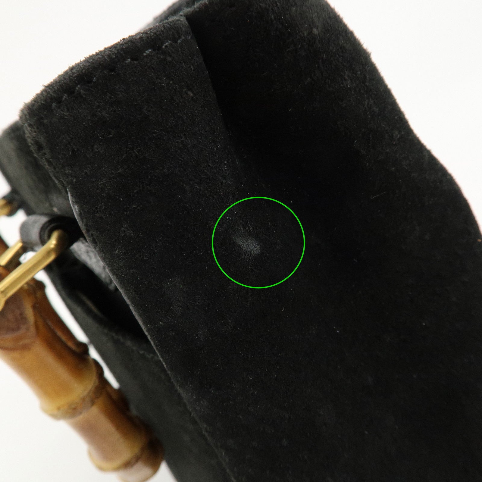 GUCCI Bamboo Suede Leather Hand Bag Black 000.122.0316 Used