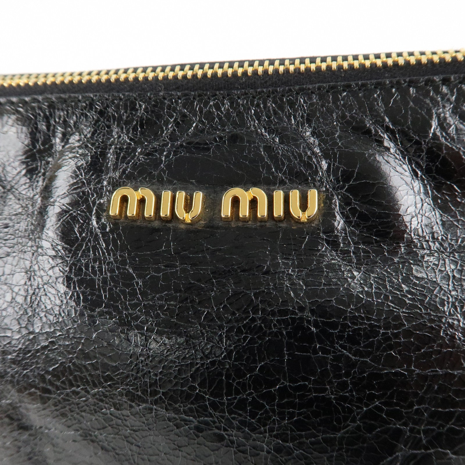 MIU MIU Leather Shoulder Bag Hand Bag Black Used