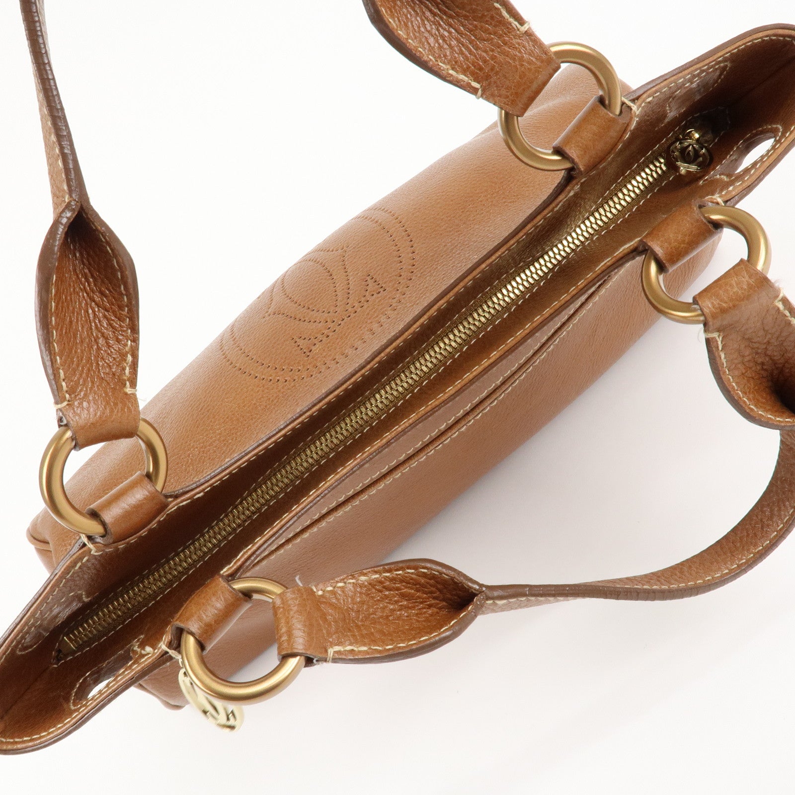 Cartier Leather Marcello de Cartier SM Hand Bag Brown Used