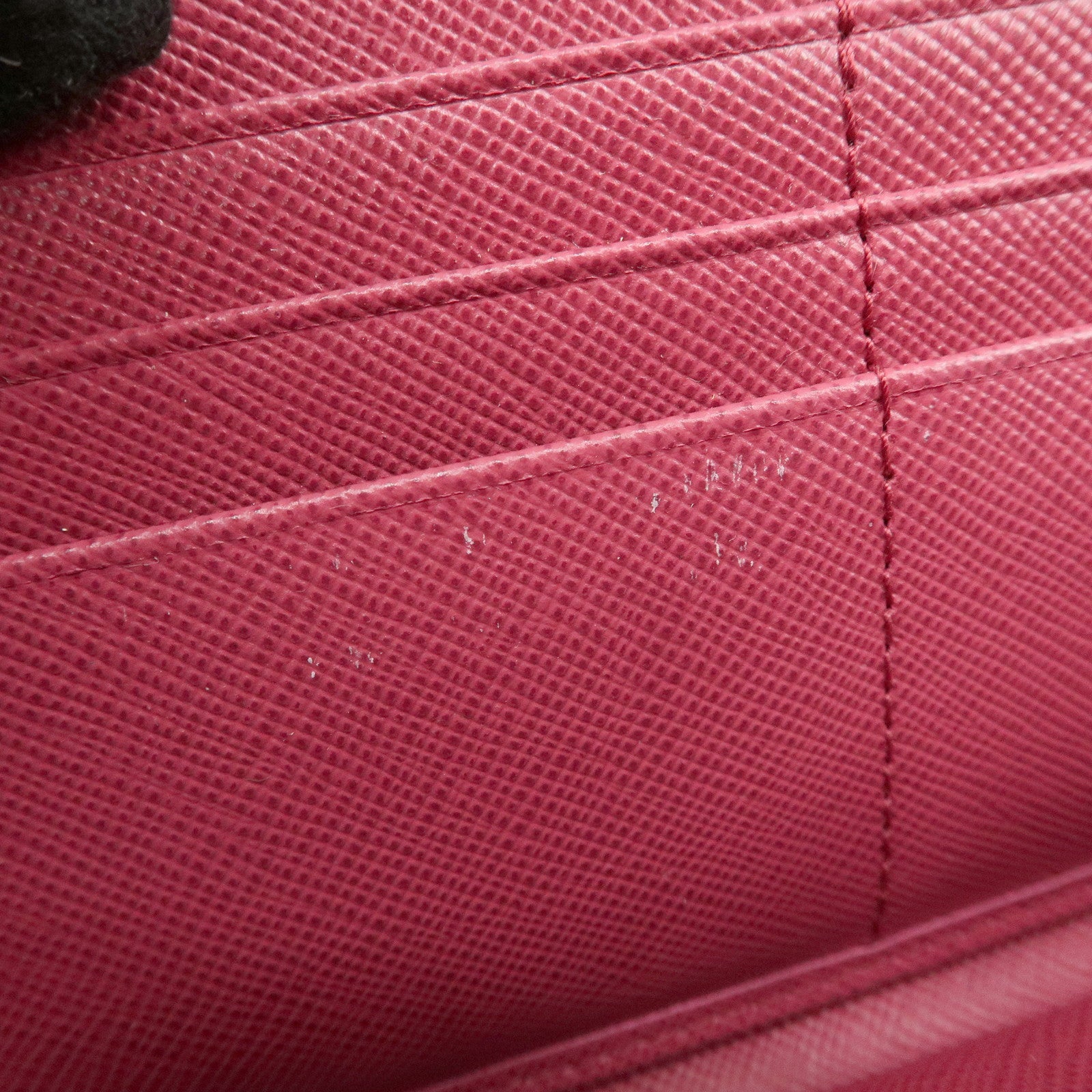 PRADA Logo Saffiano Leather Round Zipper Long Wallet Pink 1M0506 Used