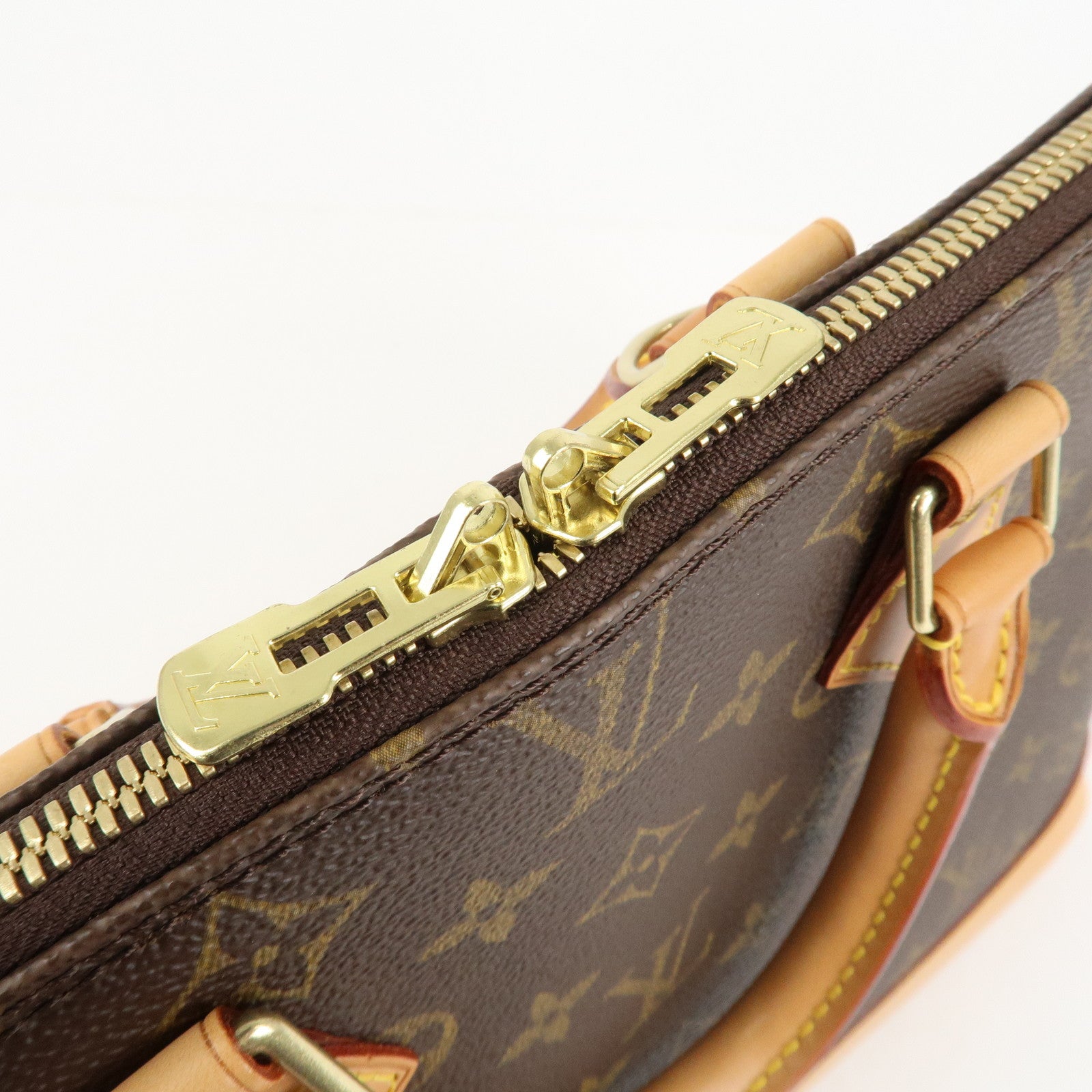 Louis Vuitton Monogram Alma Hand Bag Brown Gold Hardware M51130 Used