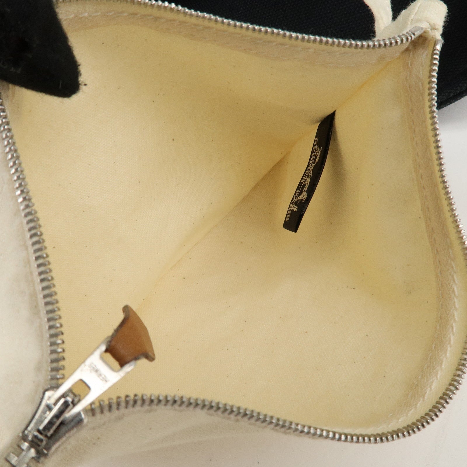 HERMES Canvas Cannes PM Tote Hand Bag Black Used