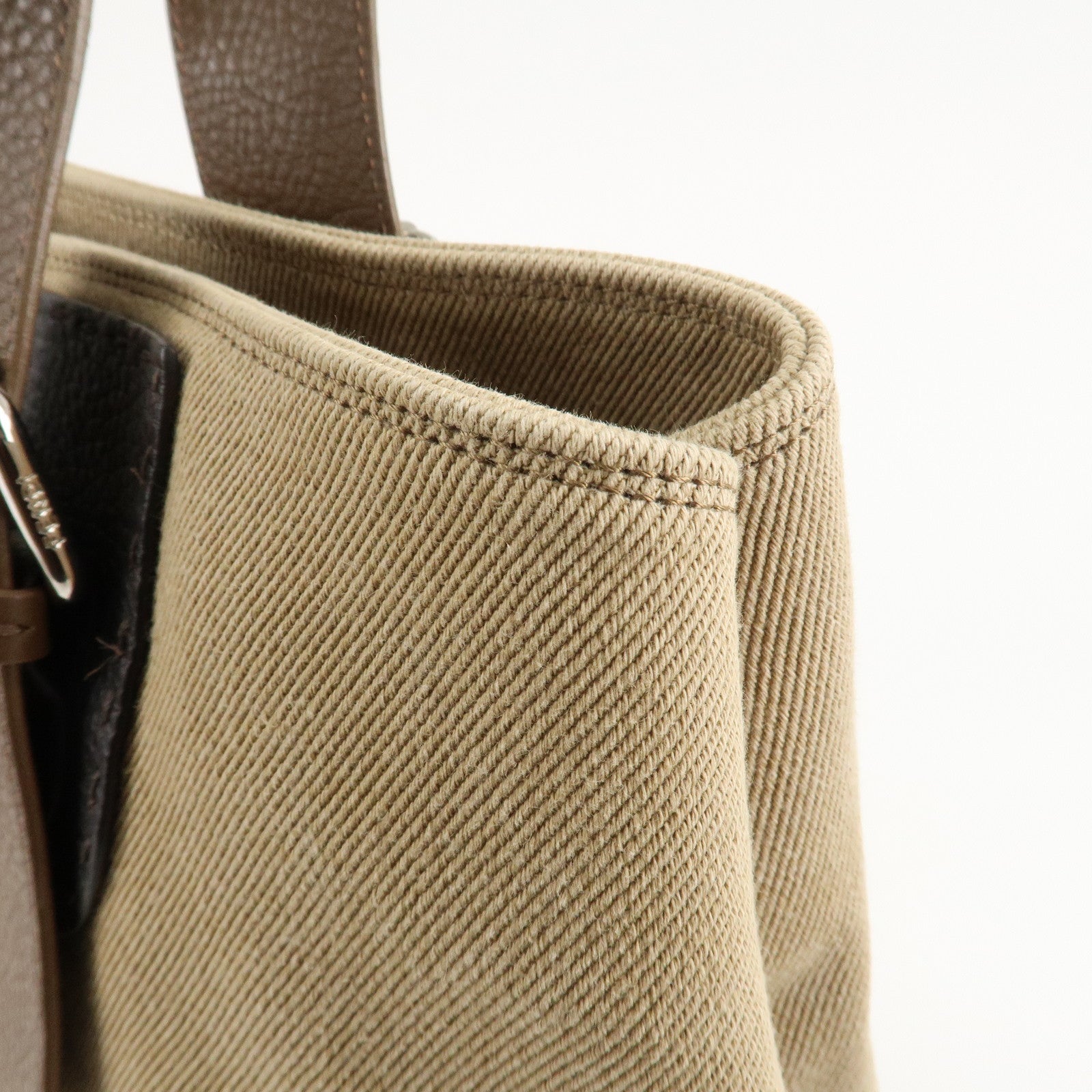 FENDI Canvas Leather Tote Bag Shoulder Bag Hand Bag Beige Used