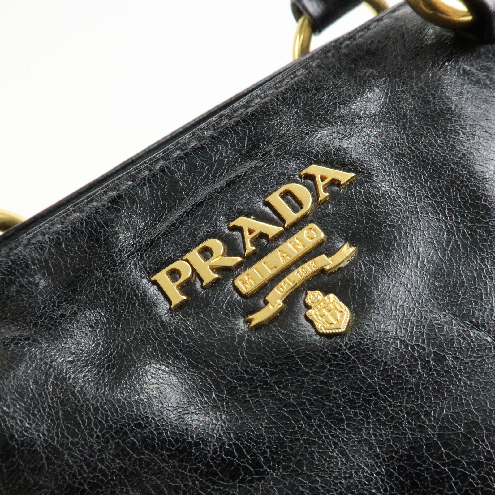 PRADA Leather 2Way Hand Bag Shoulder Bag Black BN2324 Used