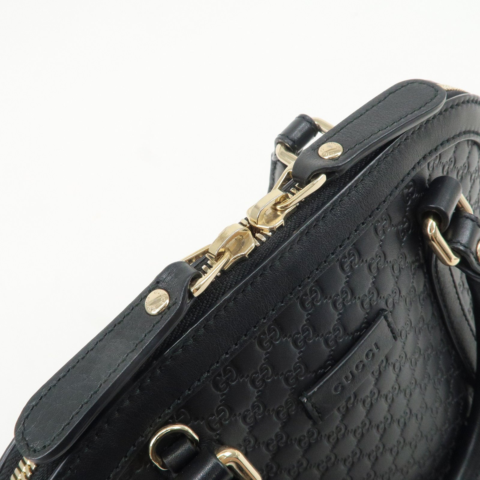 GUCCI Micro Guccissima Leather 2Way Shoulder Hand Bag Black 449654 Used