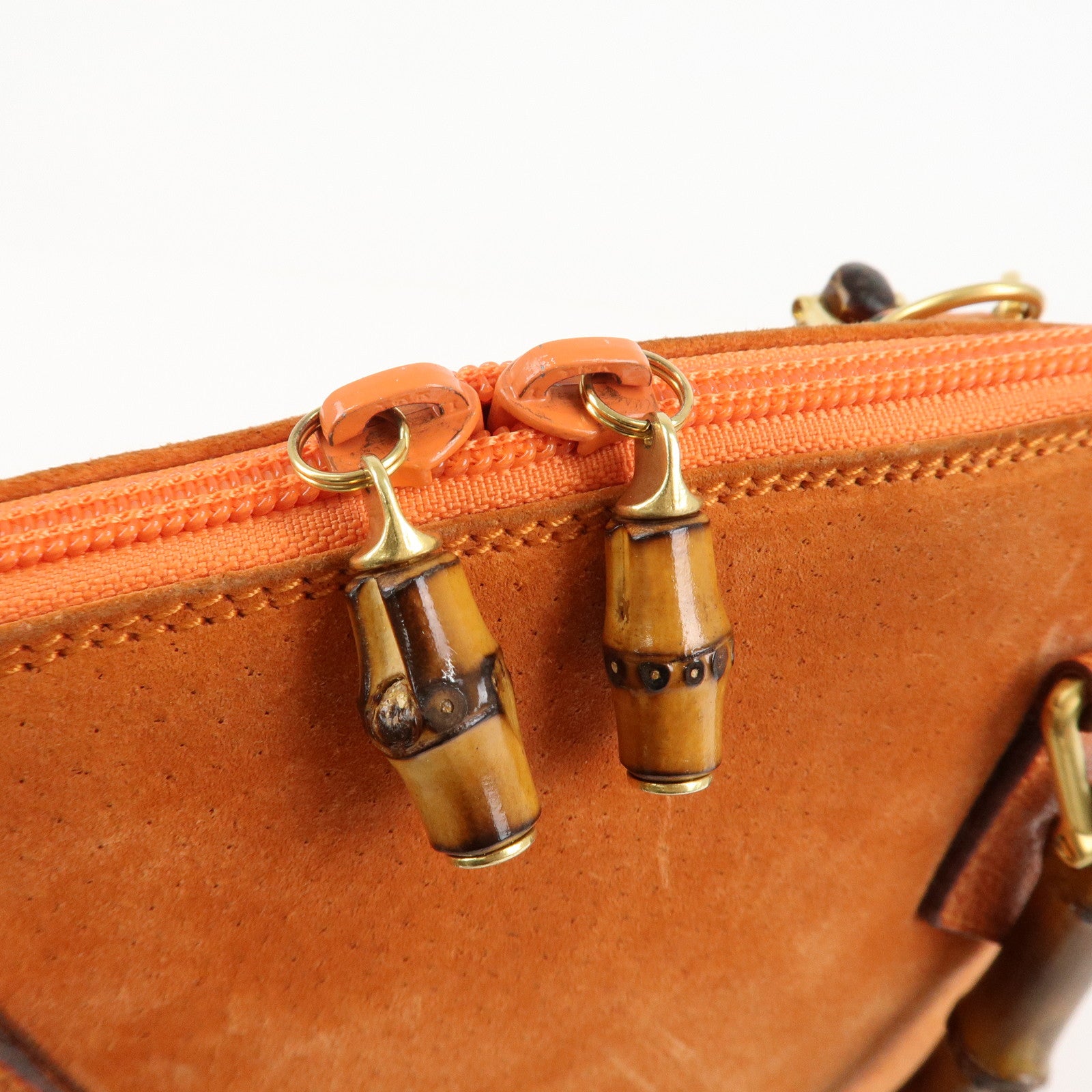 GUCCI Bamboo Suede Leather 2WAY Bag Orange 000.2296.0290 Used