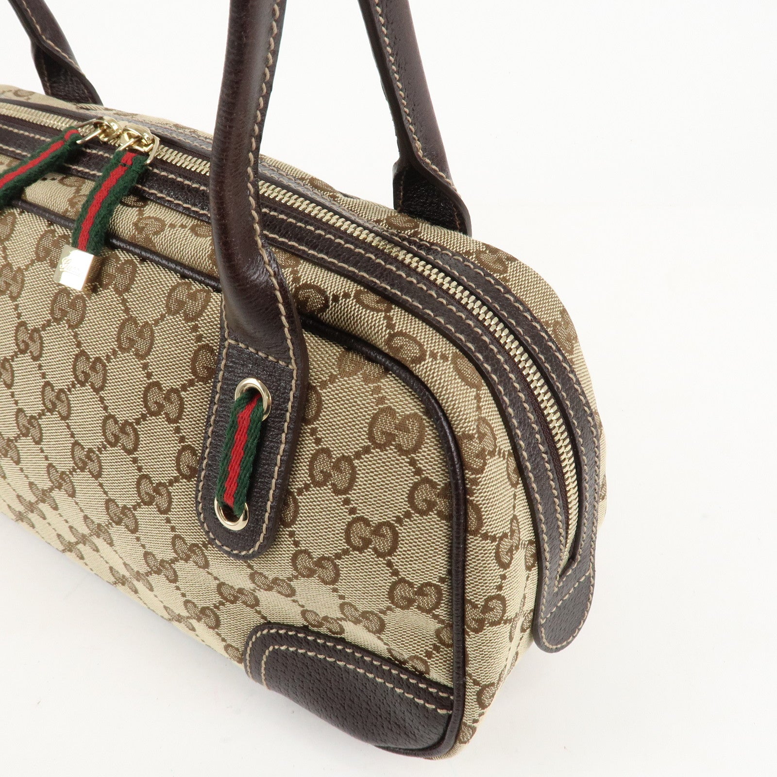 GUCCI Princy Sherry GG Canvas Leather Shoulder Bag Hand Bag 161720 Used