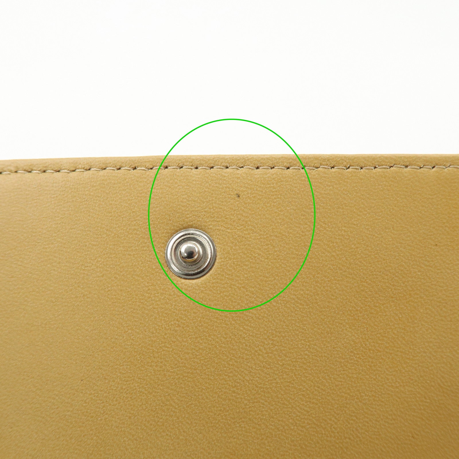 CHANEL Icon Line Lamb Skin W Flap Bi-fold Wallet Beige A24212 Used