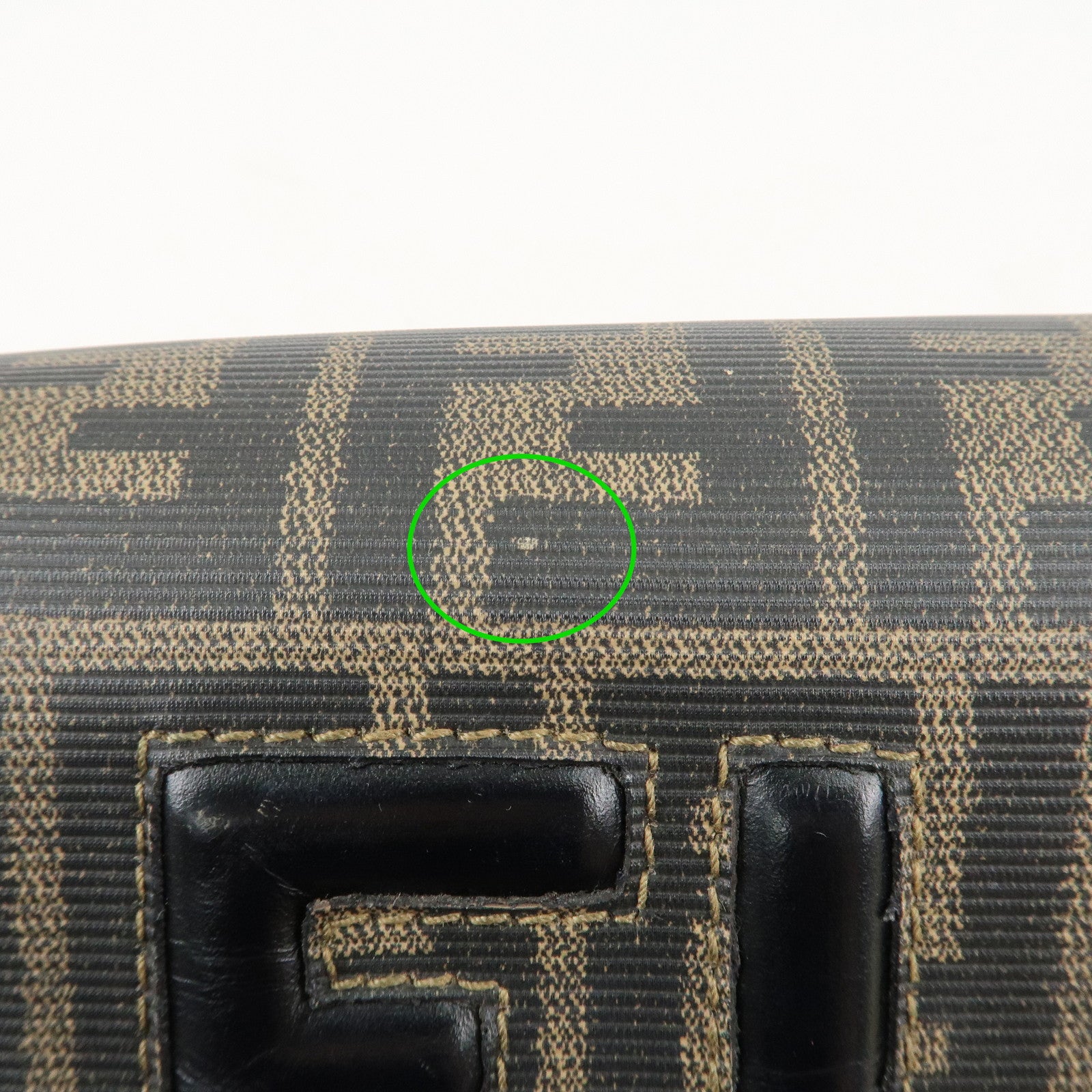 FENDI Zucca Logo Print PVC Leather Shoulder Bag Black Brown Used