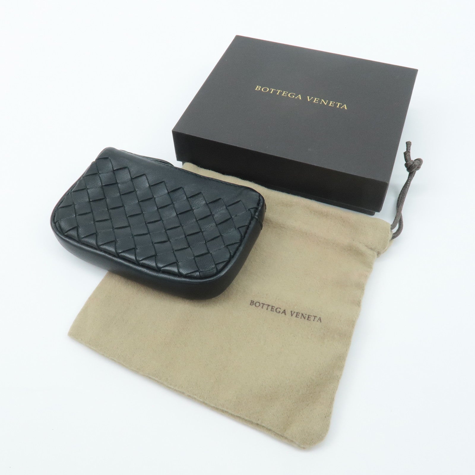 BOTTEGA VENETA Intrecciato Leather Coin Case Black 233808 Used