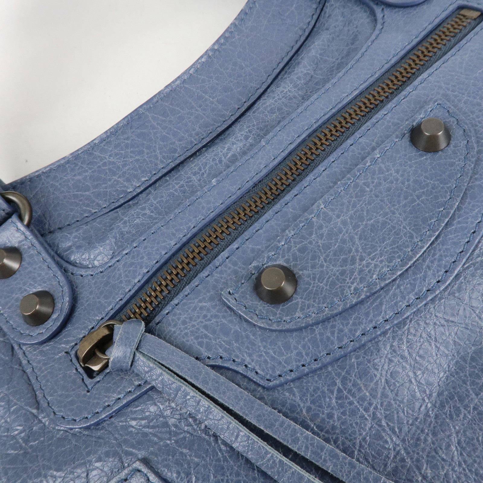 BALENCIAGA The First Leather 2Way Bag Hand Bag Blue Used