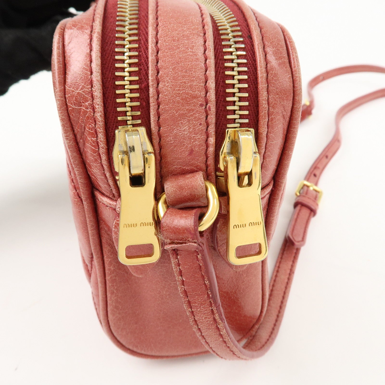 MIU MIU Leather Shoulder Bag Crossbodyb Bag Pink 5BH543 Used