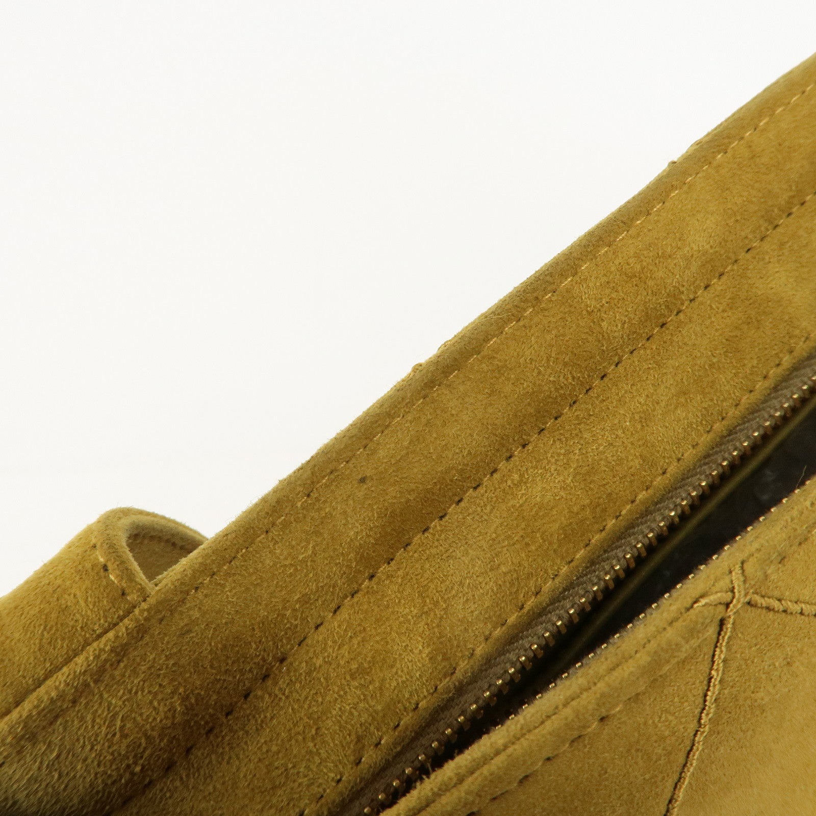 CHANEL Suede Shoulder Bag Hand Bag Mustard Gold Hardware Used