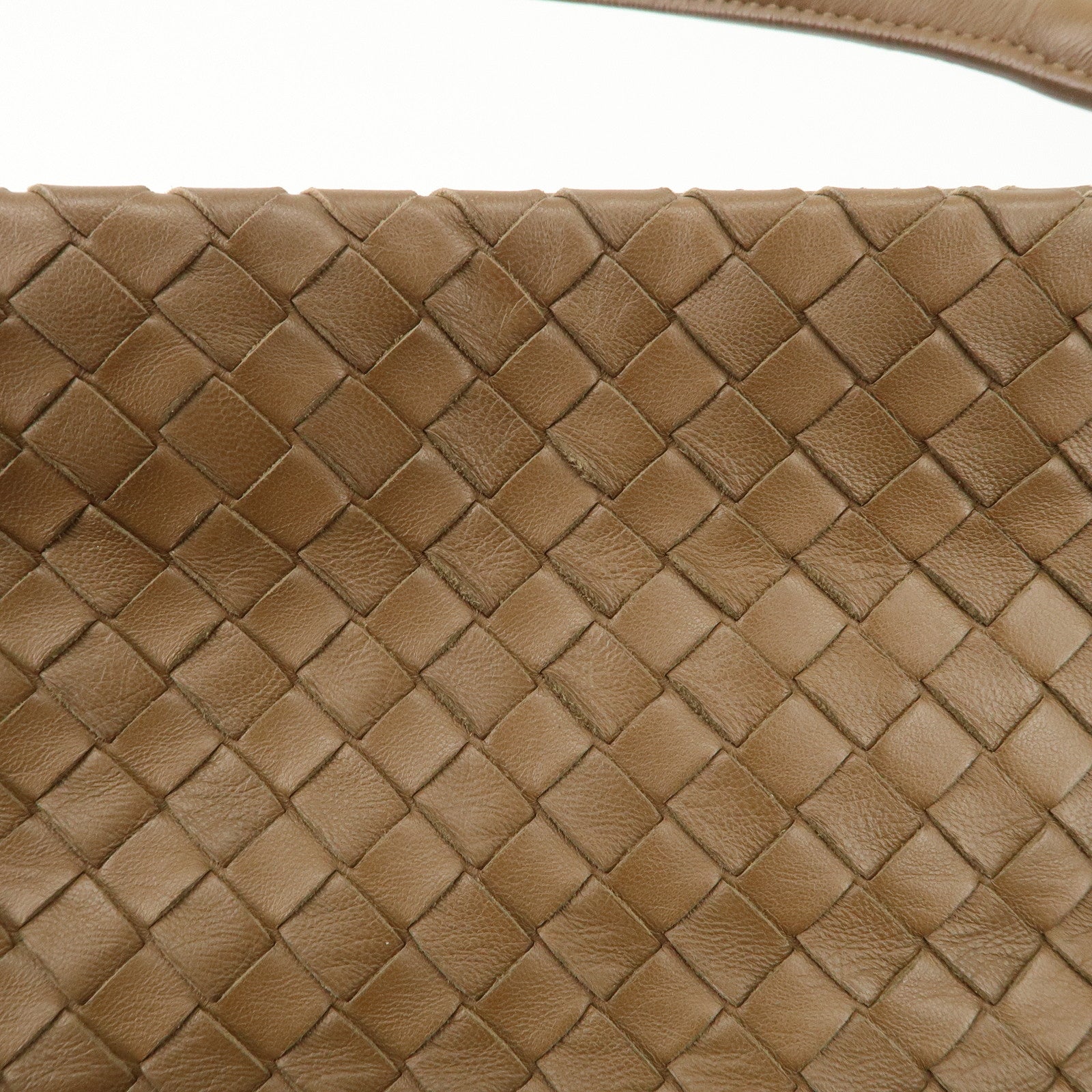 BOTTEGA VENETA Intrecciato Leather Shoulder Bag Brown Used