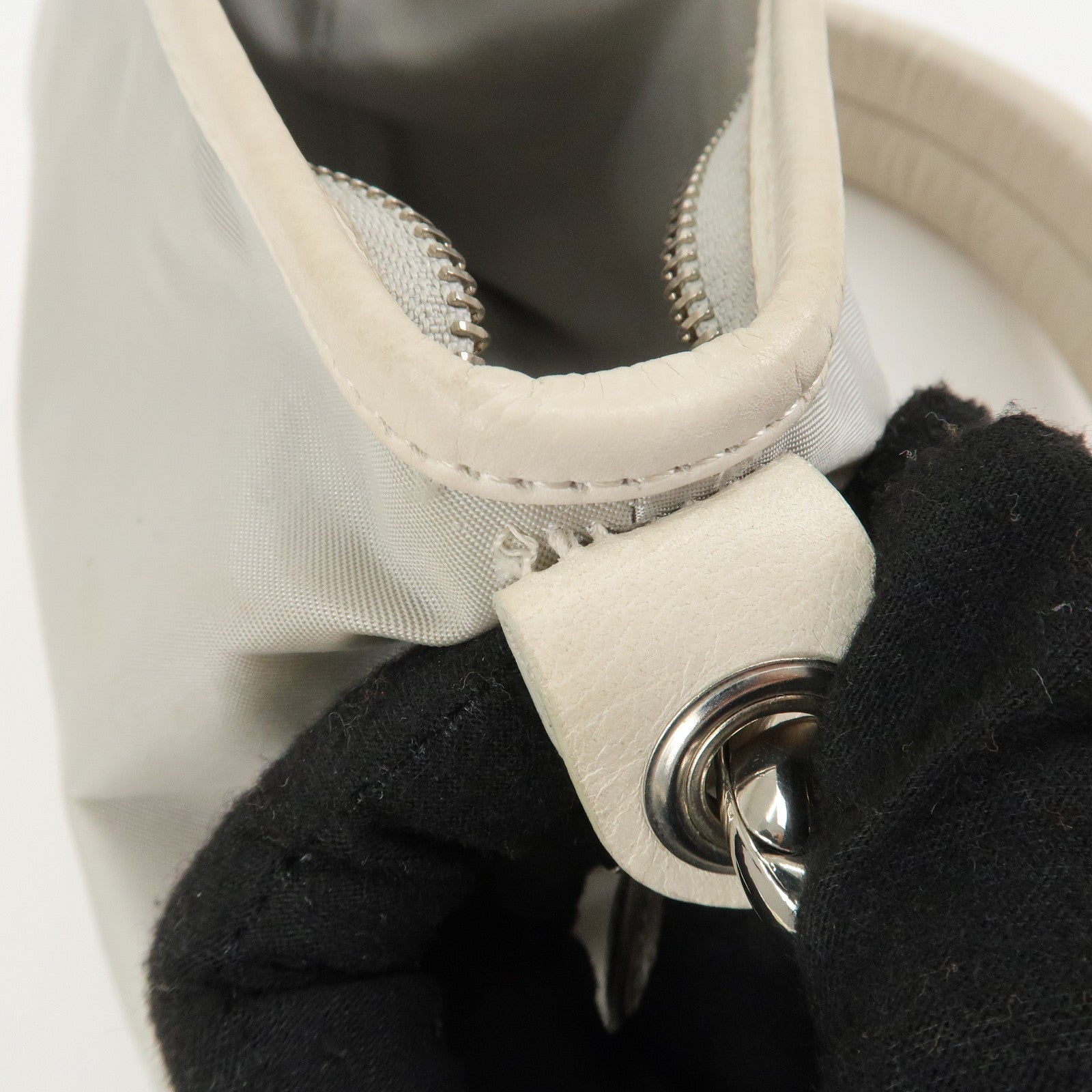Chloe 2Way Nylon Leather Bag Shoulder Bag Light Gray White Used