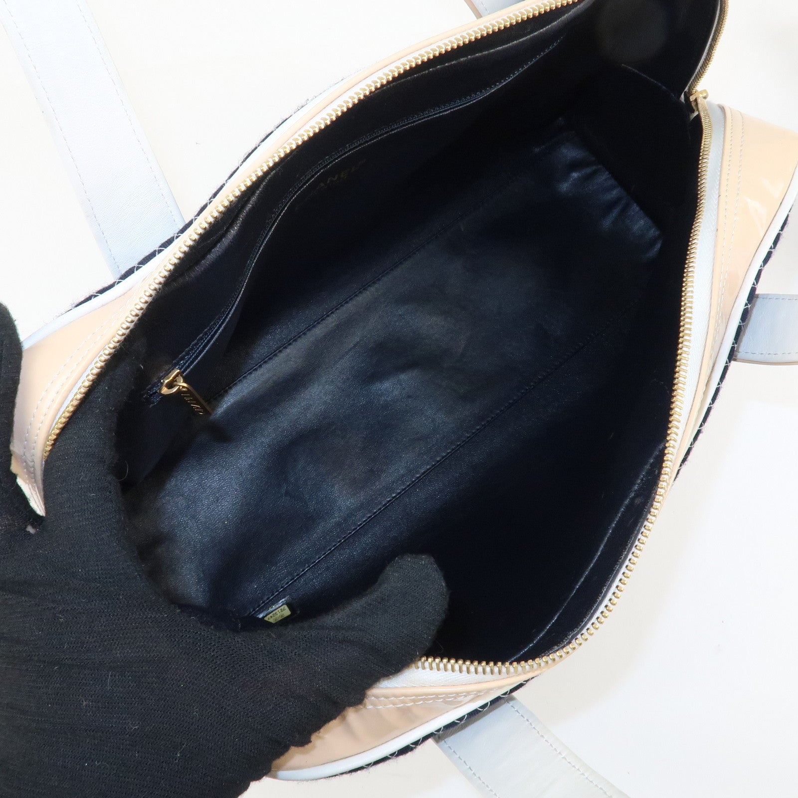 CHANEL COCO Mark Matelasse Canvas Patent Leather Tote Bag Used