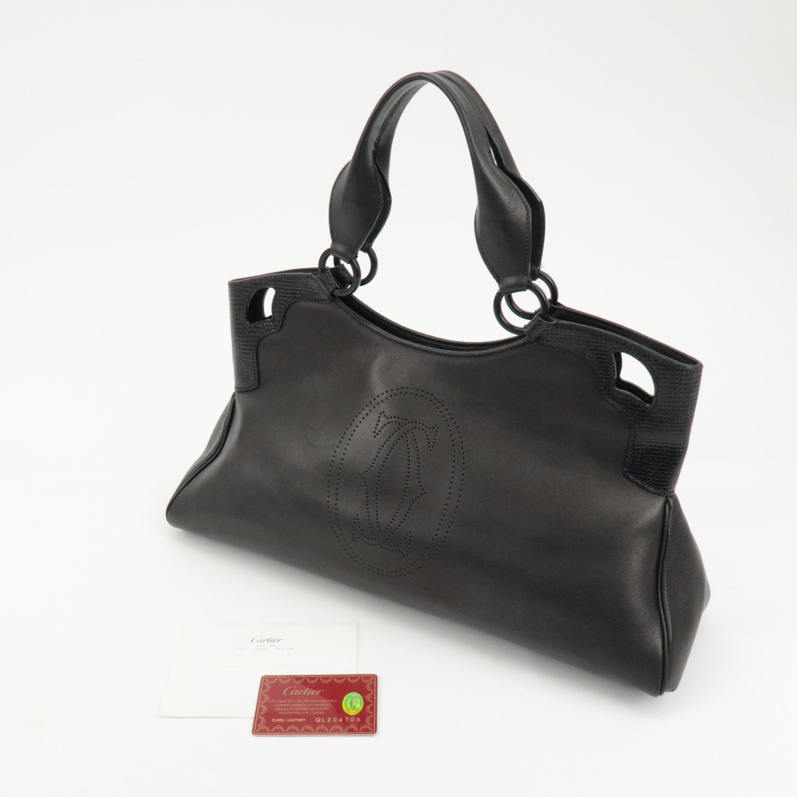 Cartier Must Line Leather Marcello Hand Bag Black Used