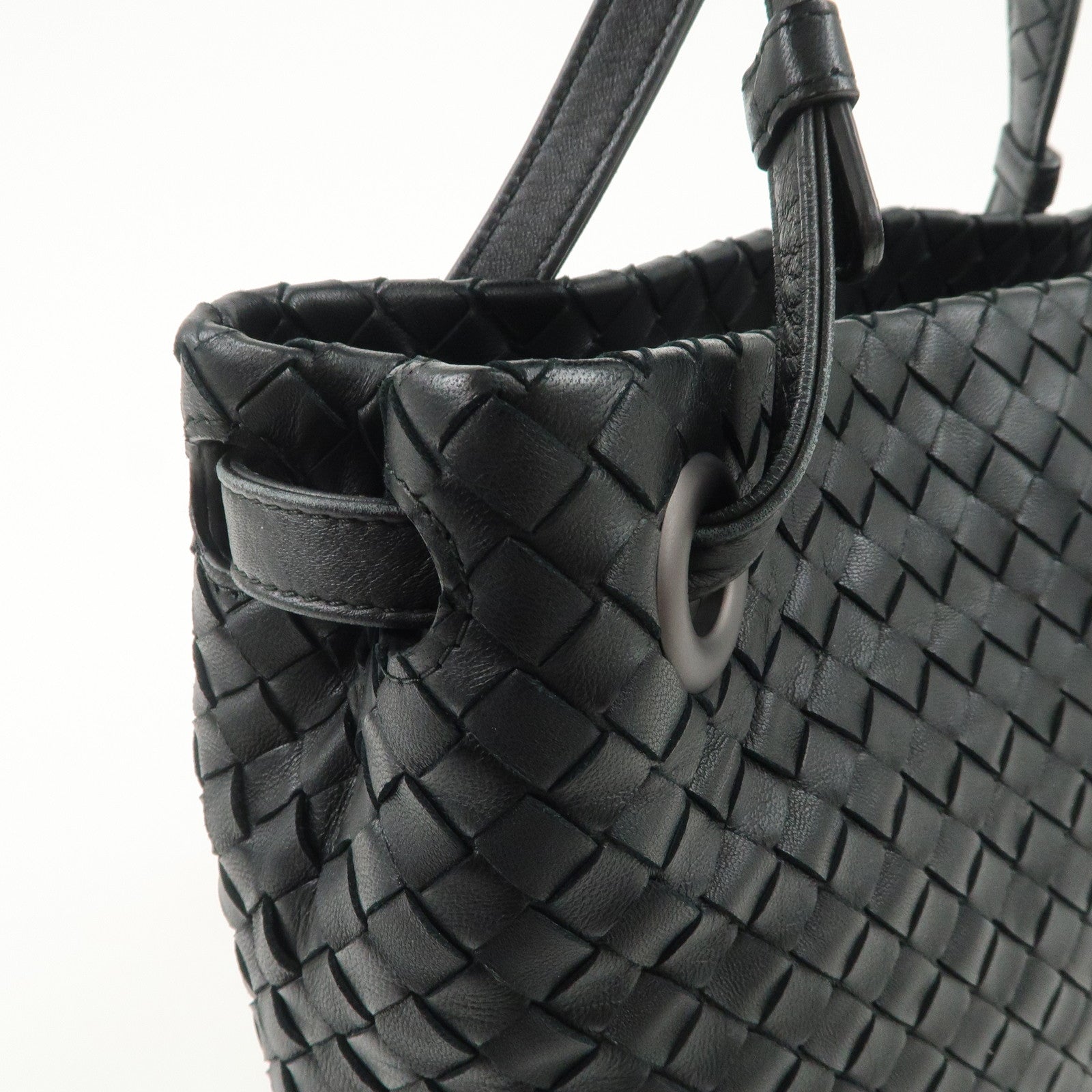 BOTTEGA VENETA Intrecciato Leather Garda Bag Hand Bag Black 405071