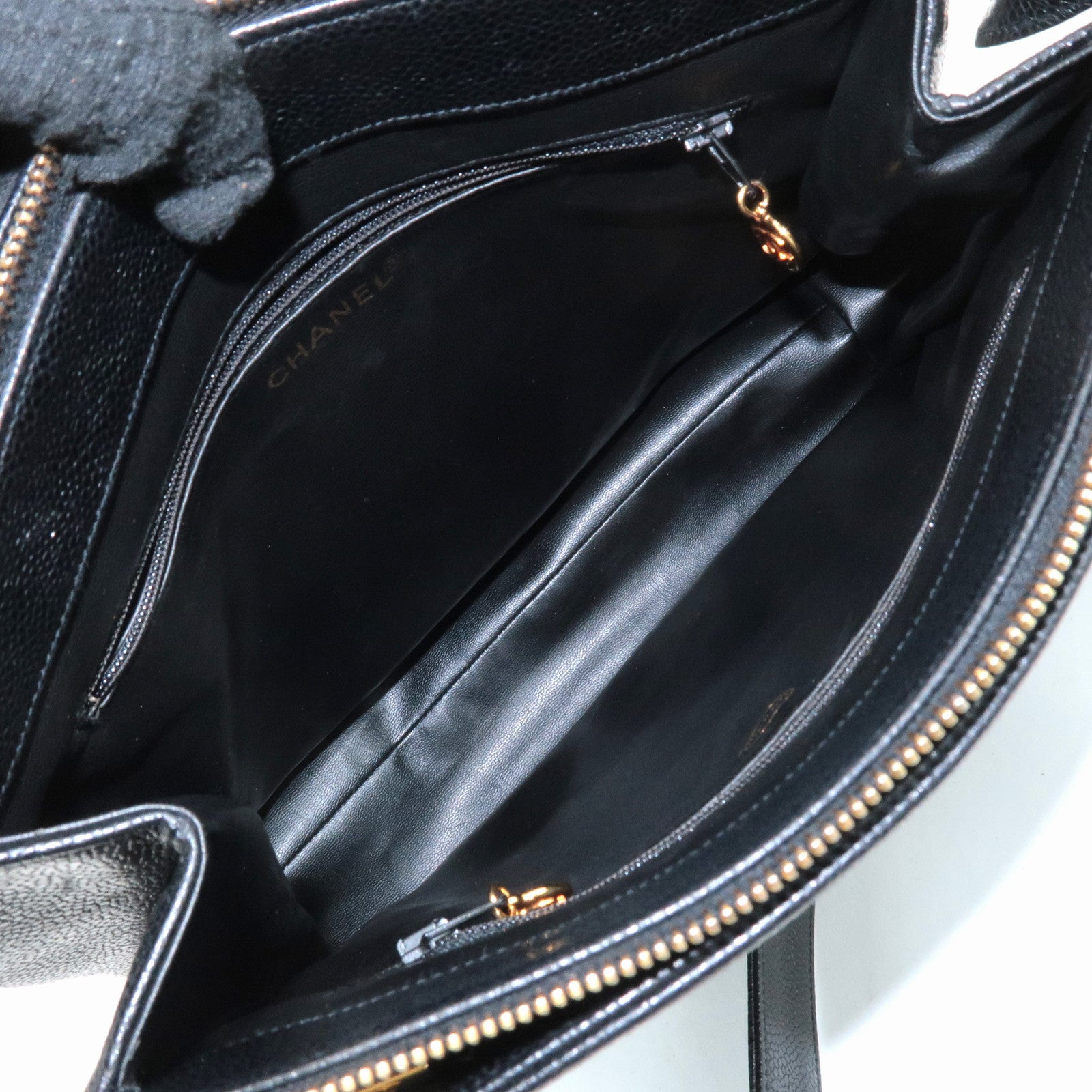 CHANEL COCO Mark Caviar Skin Chain Shoulder Bag Black Used