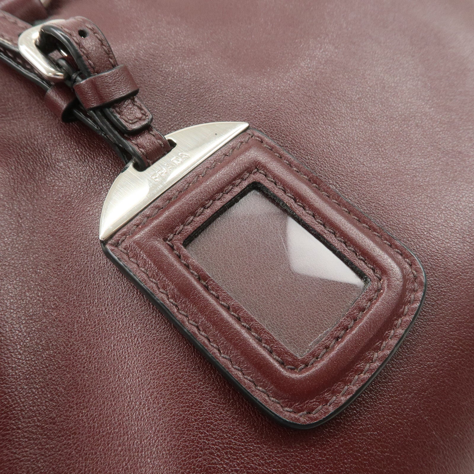 PRADA Leather 2Way Bag Hand Bag Shoulder Bag Bordeaux BN2866 Used