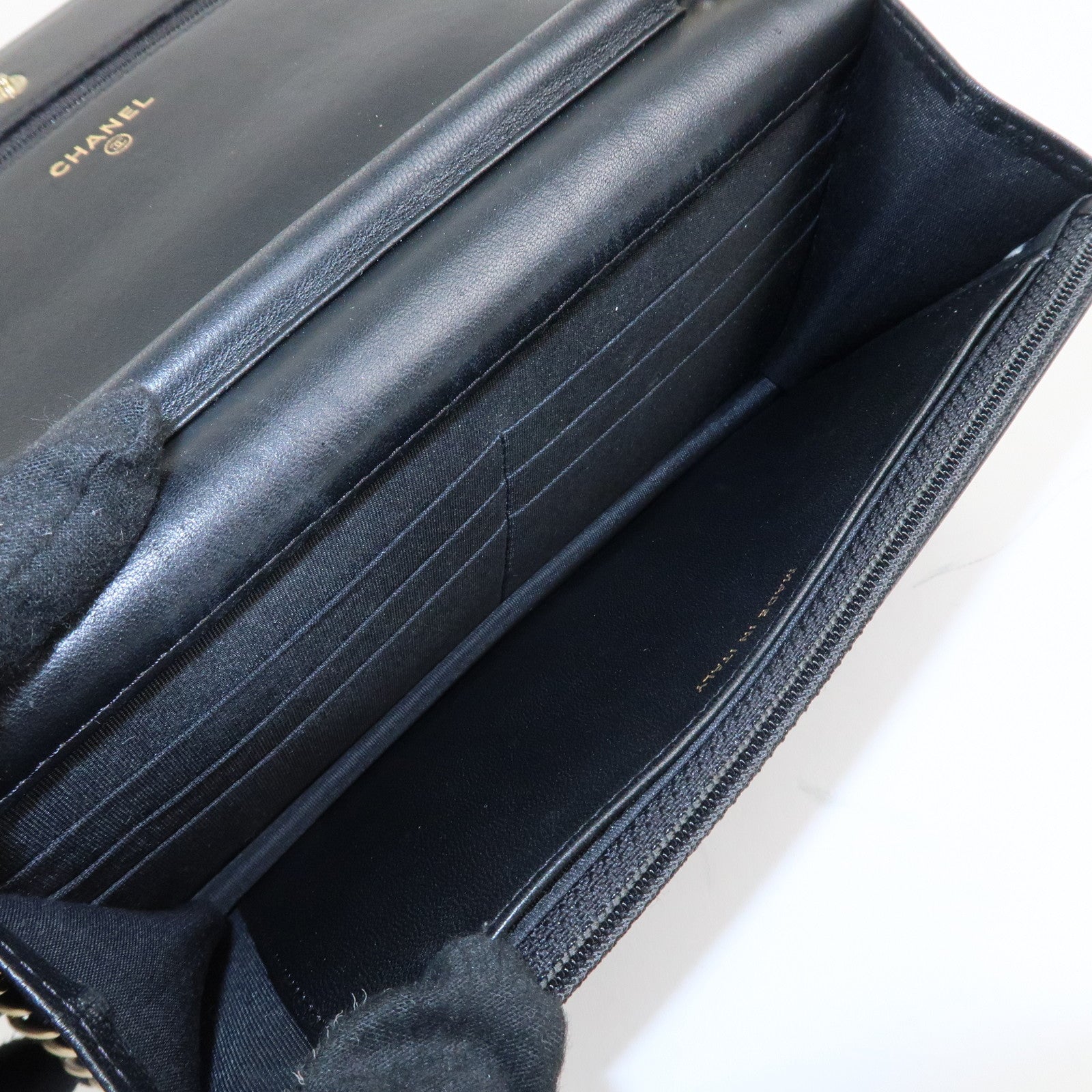 CHANEL Camellia Lamb Skin Chain Wallet Shoulder Bag A82336 Used