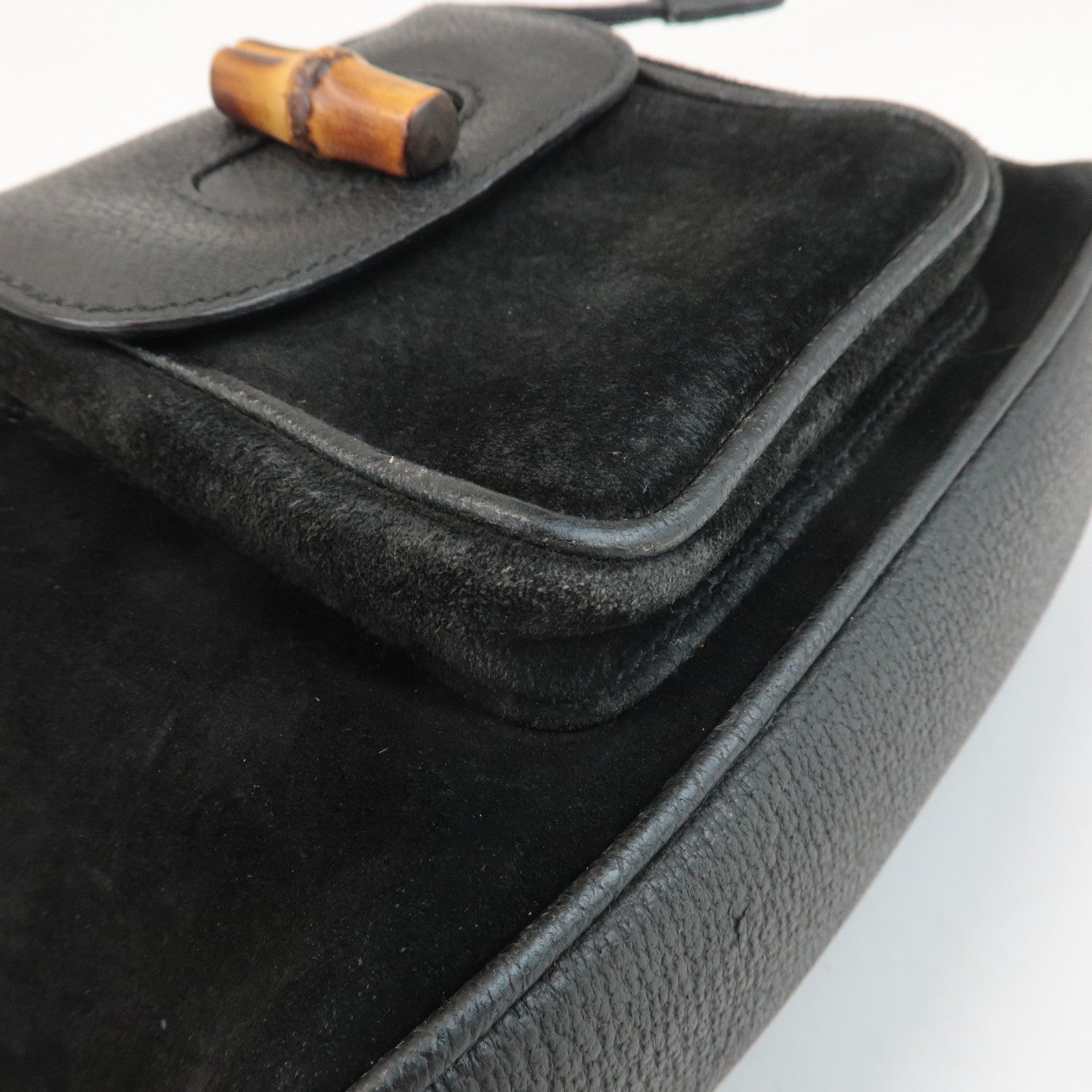 GUCCI Bamboo Suede Leather Mini Back Pack Black 00.2034.0030 Used